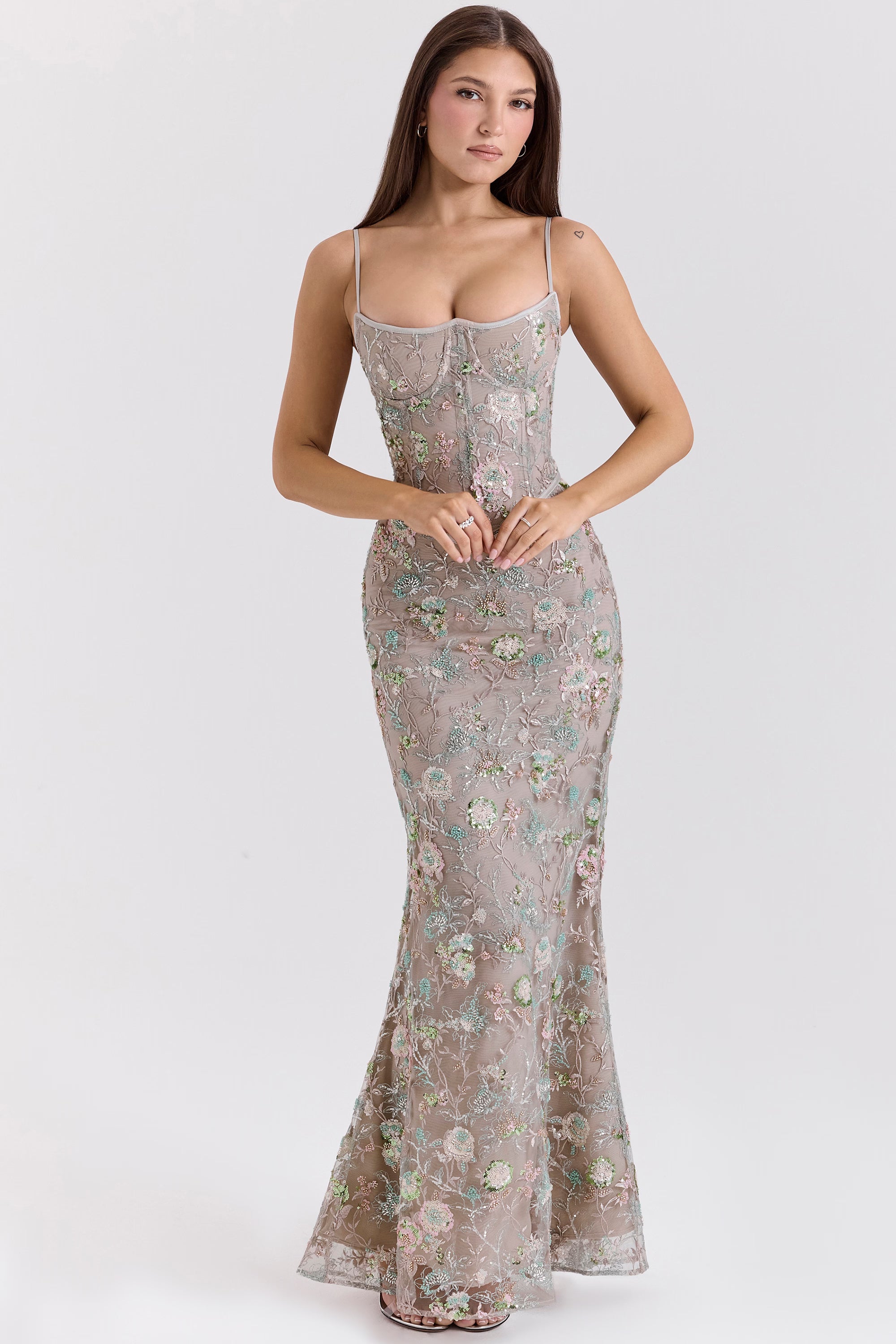 Valérinne Naïma Embellished Corset Maxi Dress