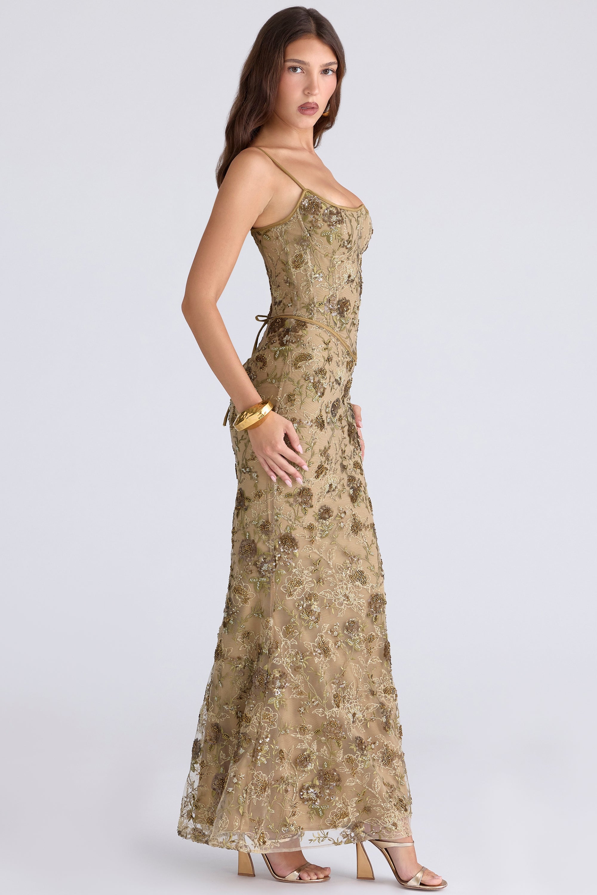 Valérinne Naïma Embellished Corset Maxi Dress