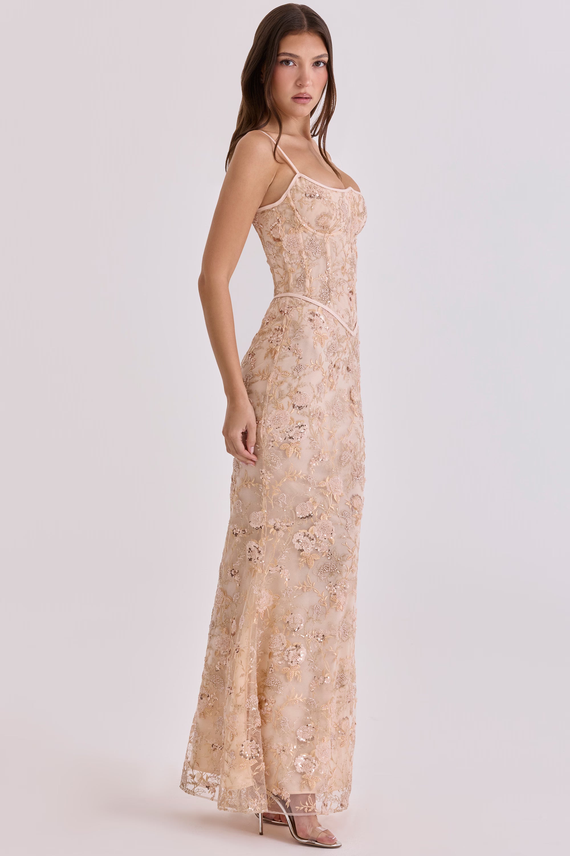 Valérinne Naïma Embellished Corset Maxi Dress