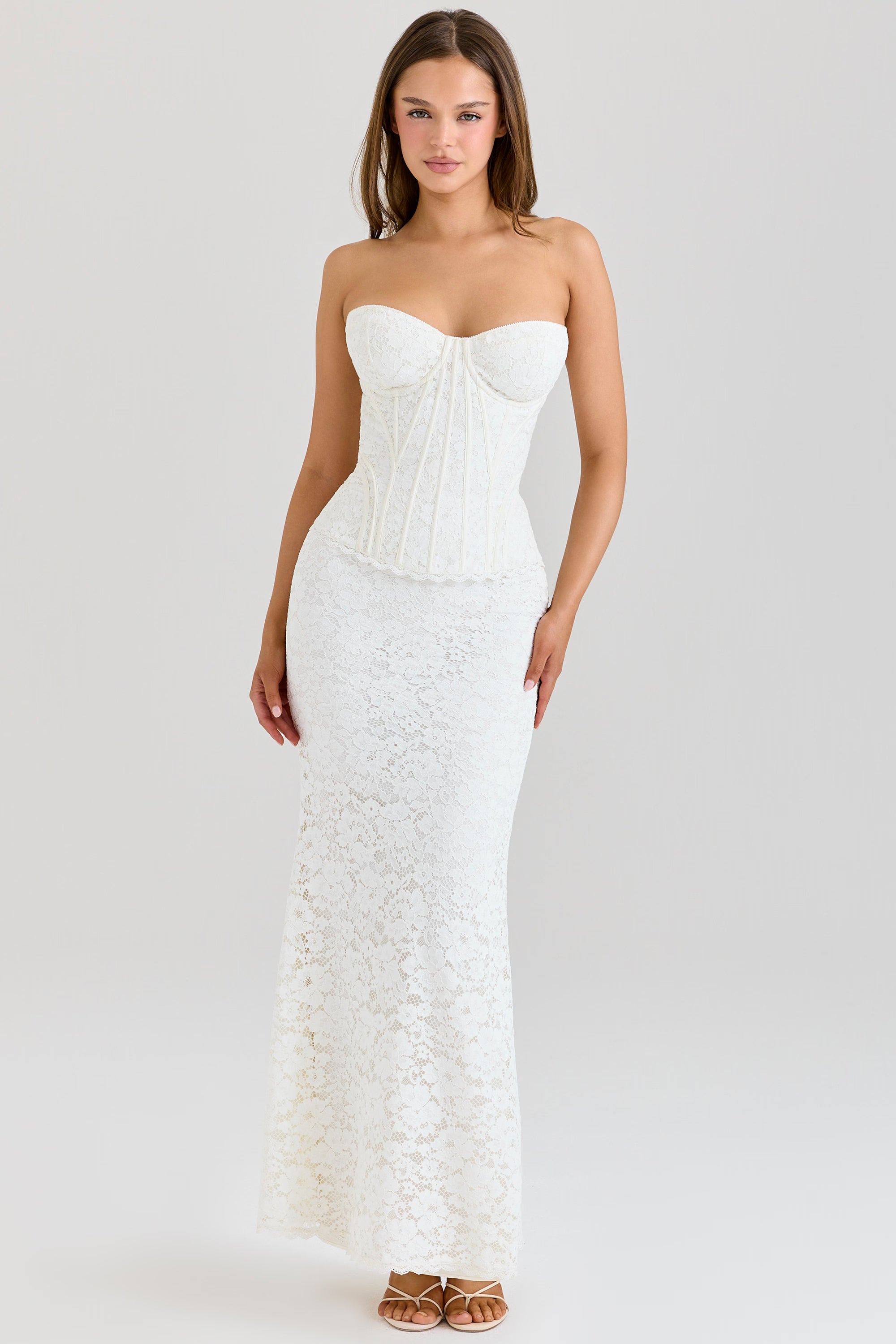 Valérinne Solaine Lace Corset Maxi Dress