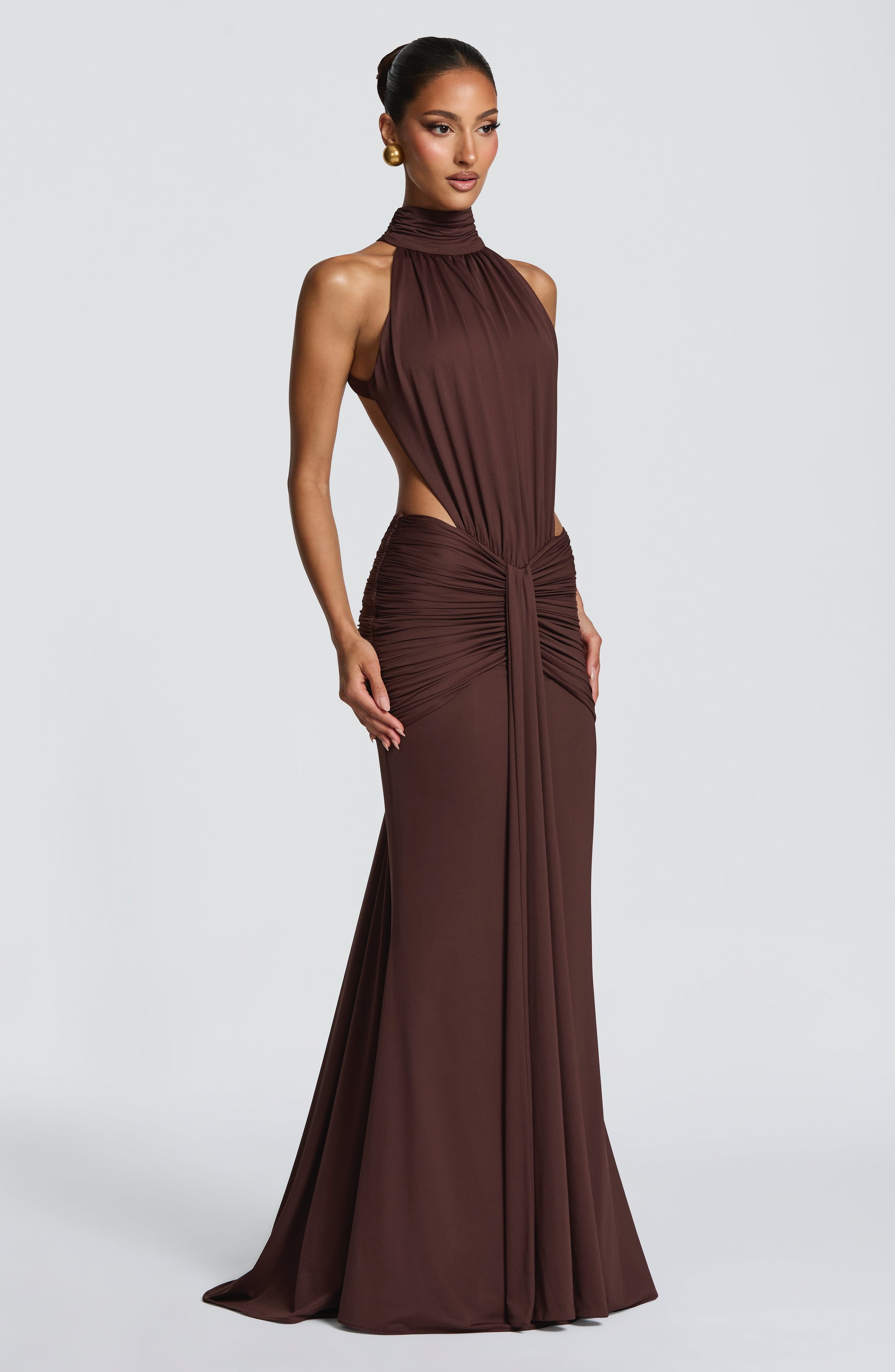 Valérinne Thaléa Ruched Cutout Maxi Dress
