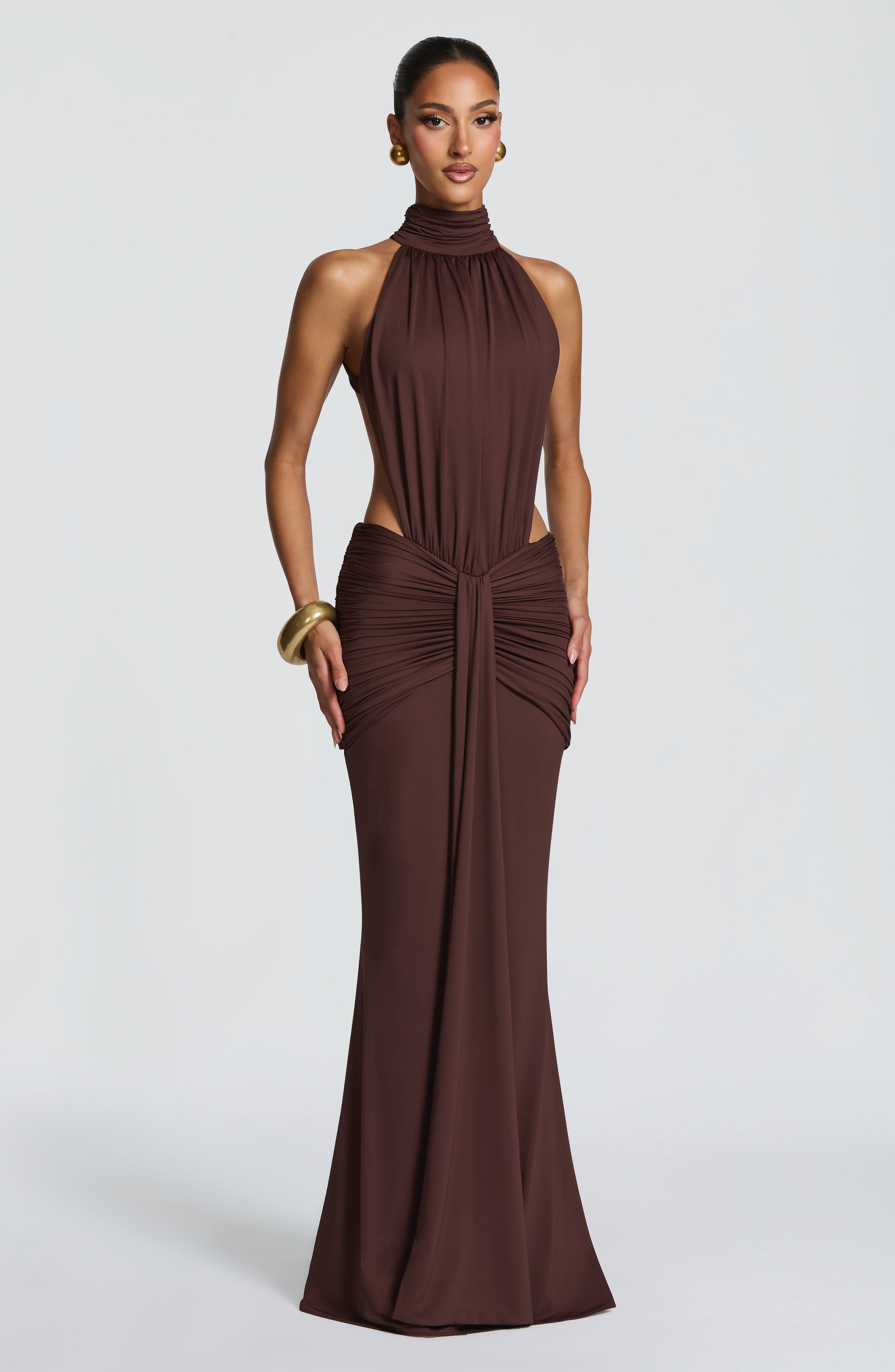 Valérinne Thaléa Ruched Cutout Maxi Dress