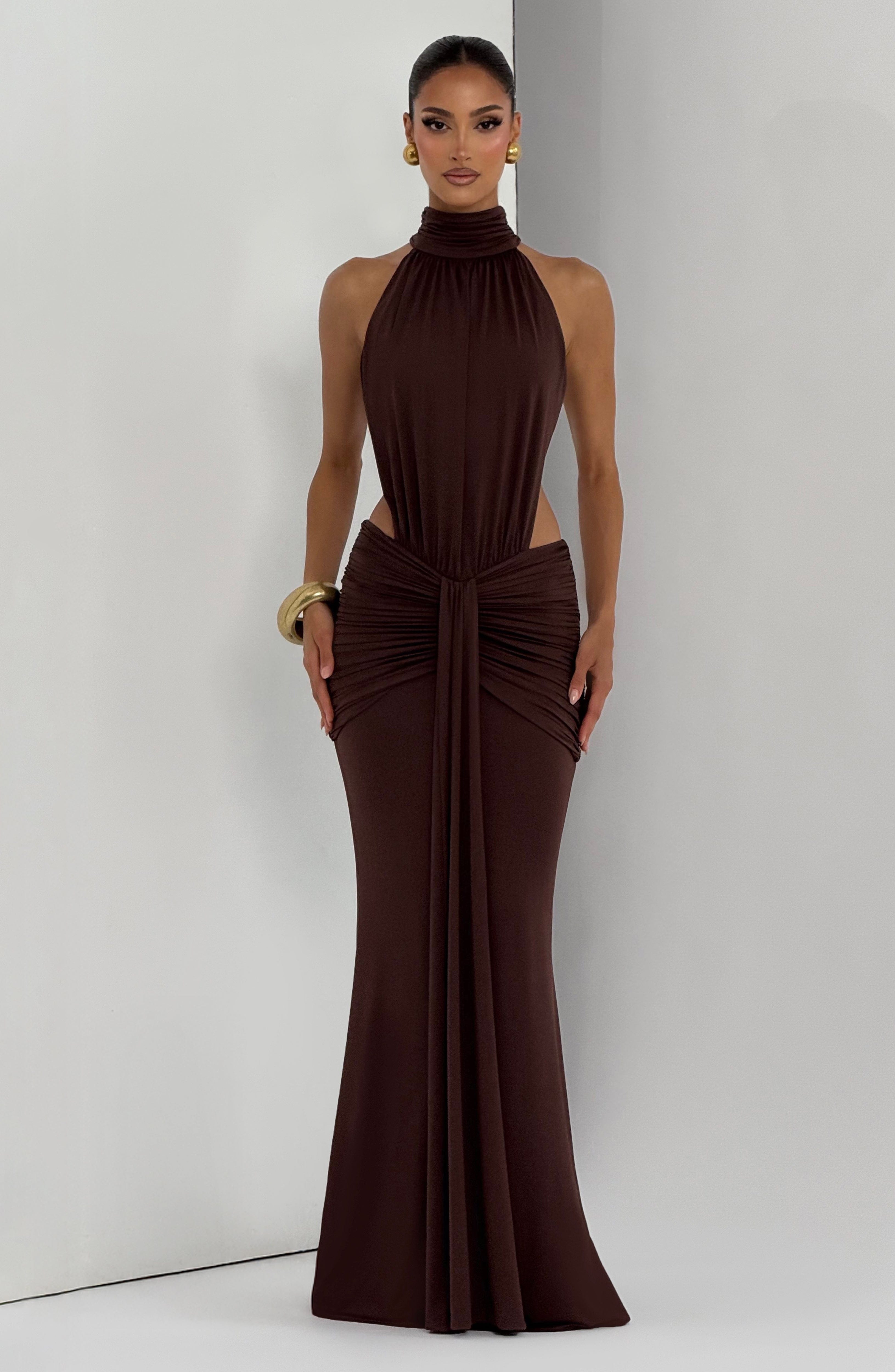 Valérinne Thaléa Ruched Cutout Maxi Dress