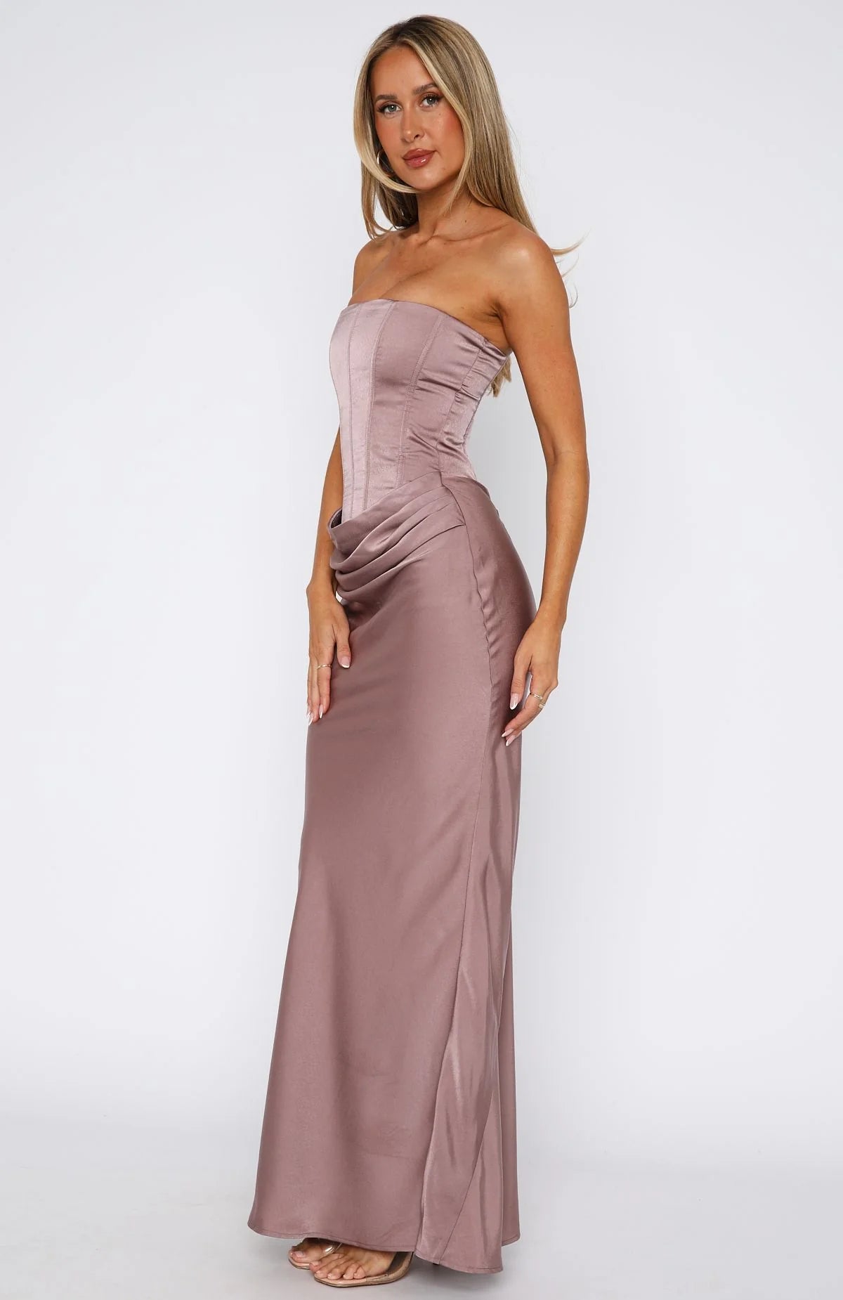 Valérinne Amora Draped Corset Maxi Dress