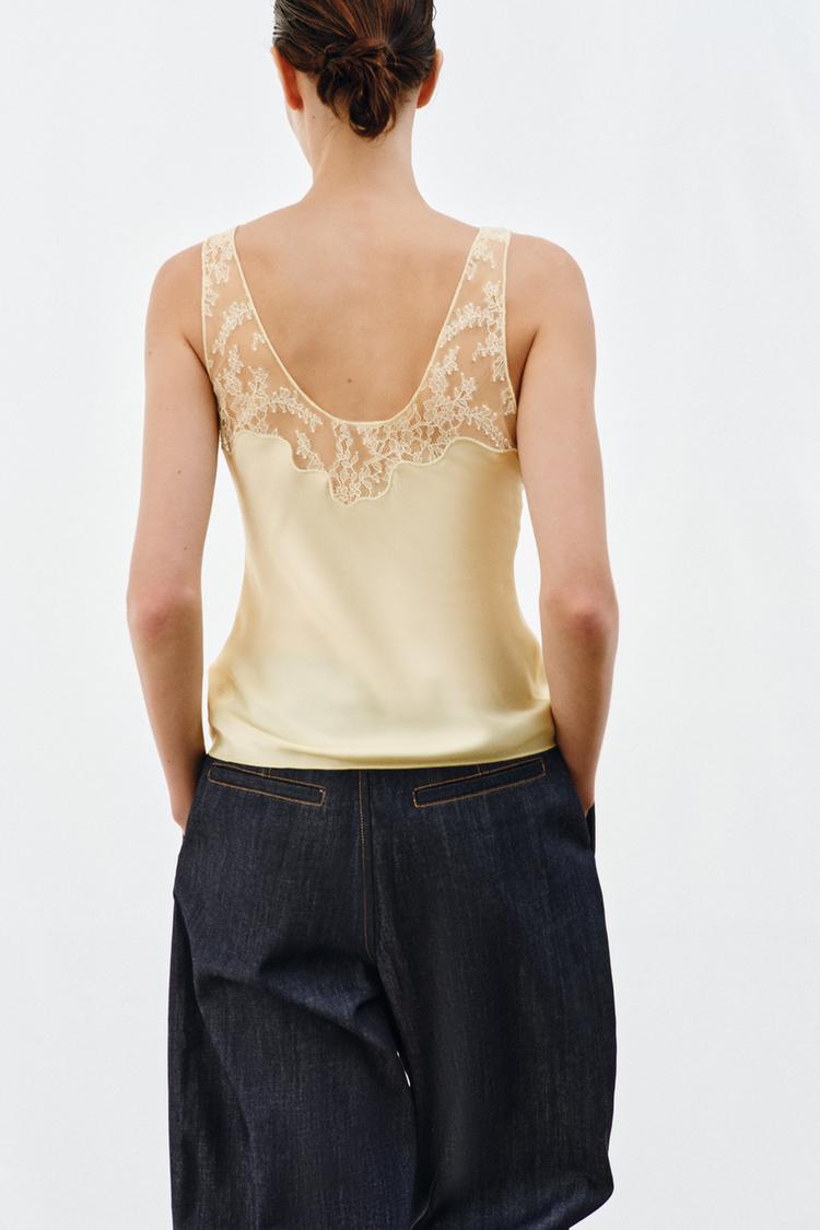Valérinne Satin Lace Detail Top