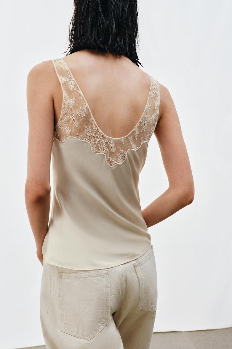Valérinne Satin Lace Detail Top