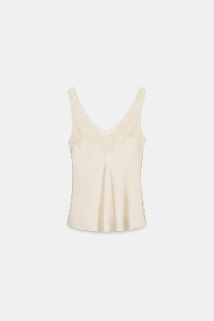 Valérinne Satin Lace Detail Top