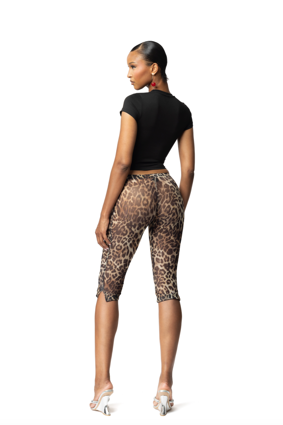 Valérinne Leopard Mesh Capri Pants