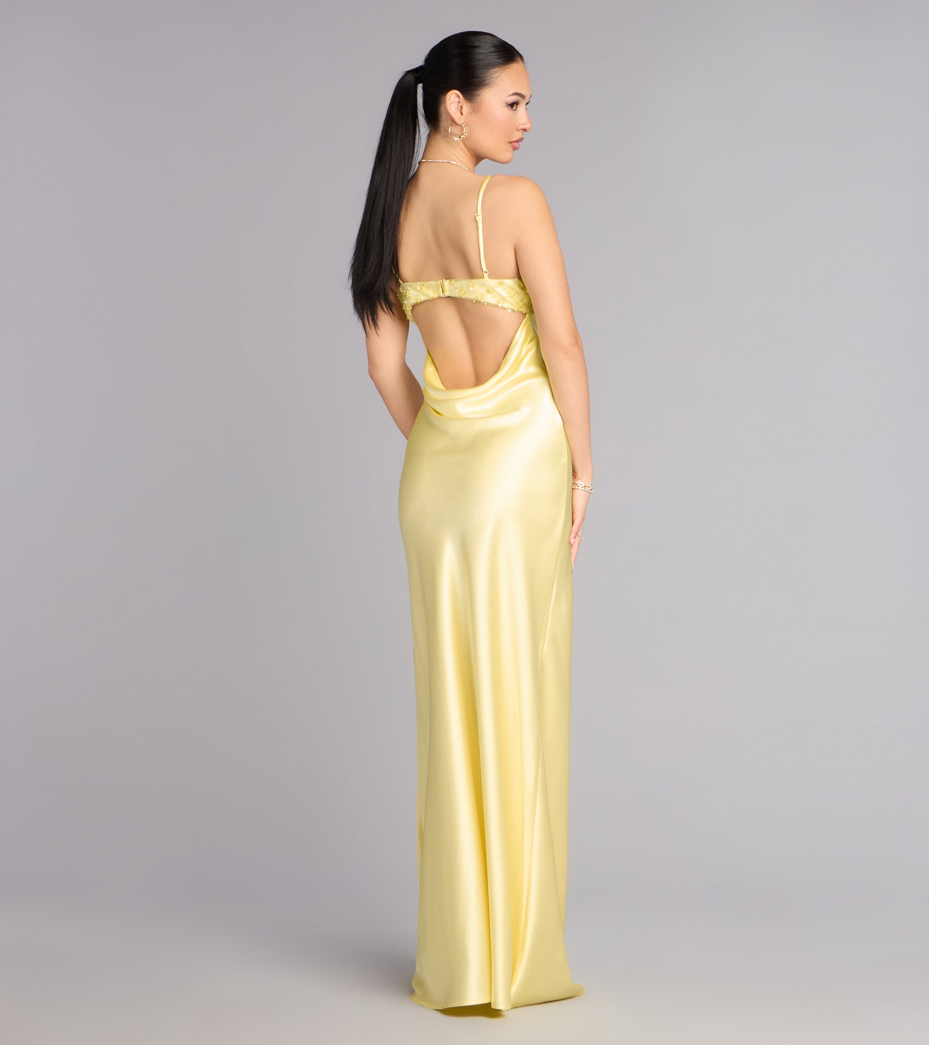 Valérinne Ruby Satin Column Maxi Dress