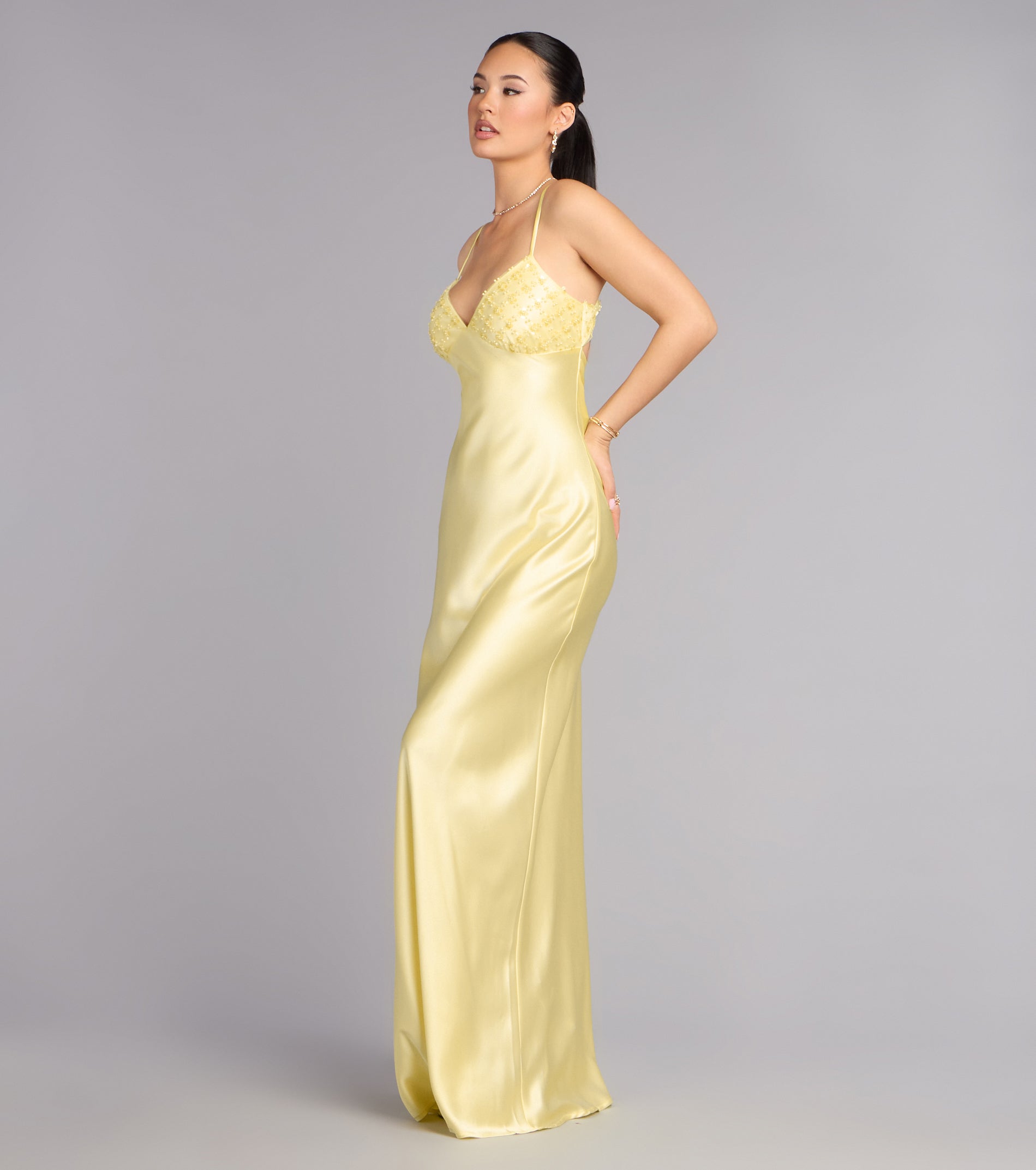 Valérinne Ruby Satin Column Maxi Dress