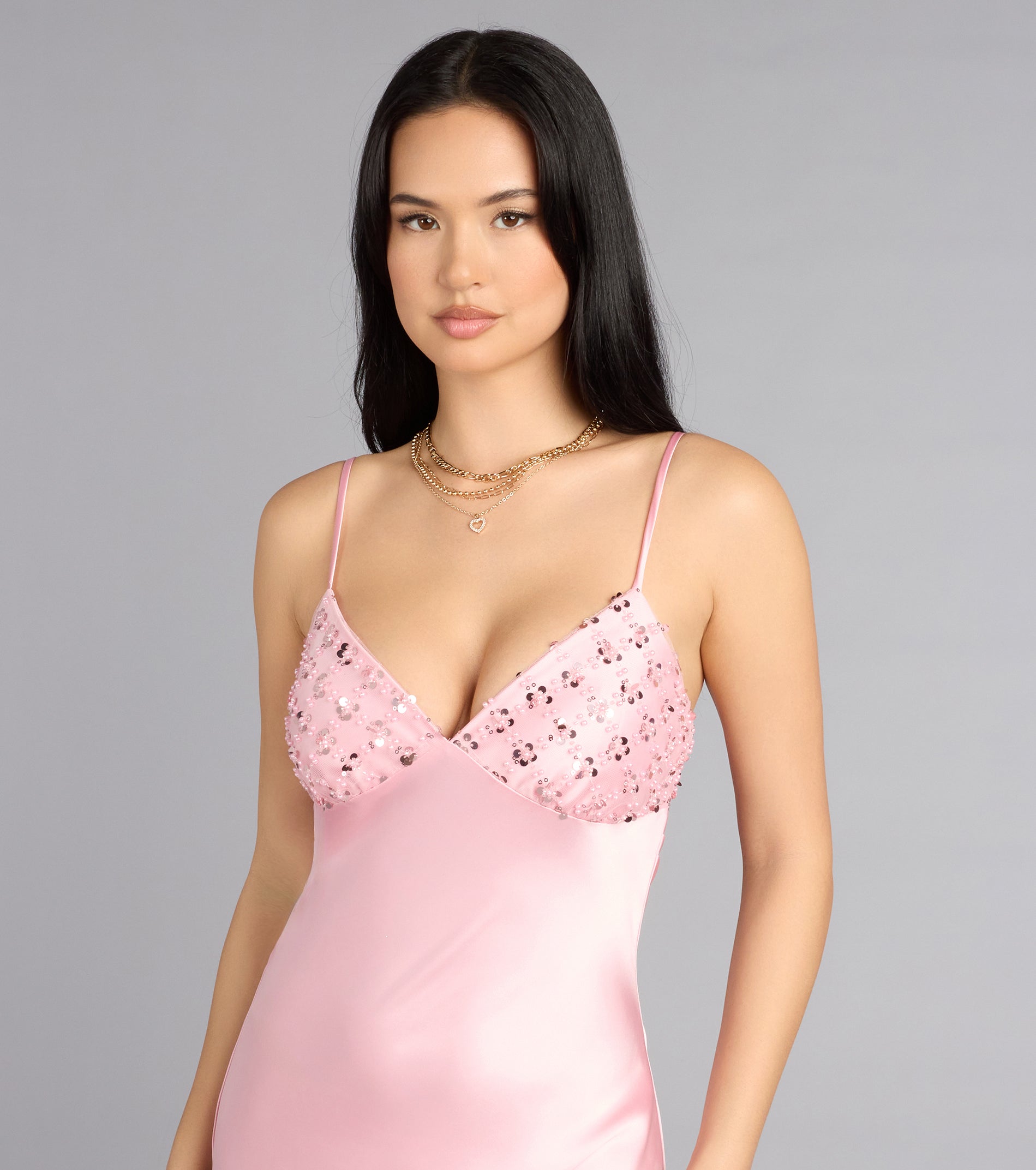 Valérinne Ruby Satin Column Maxi Dress