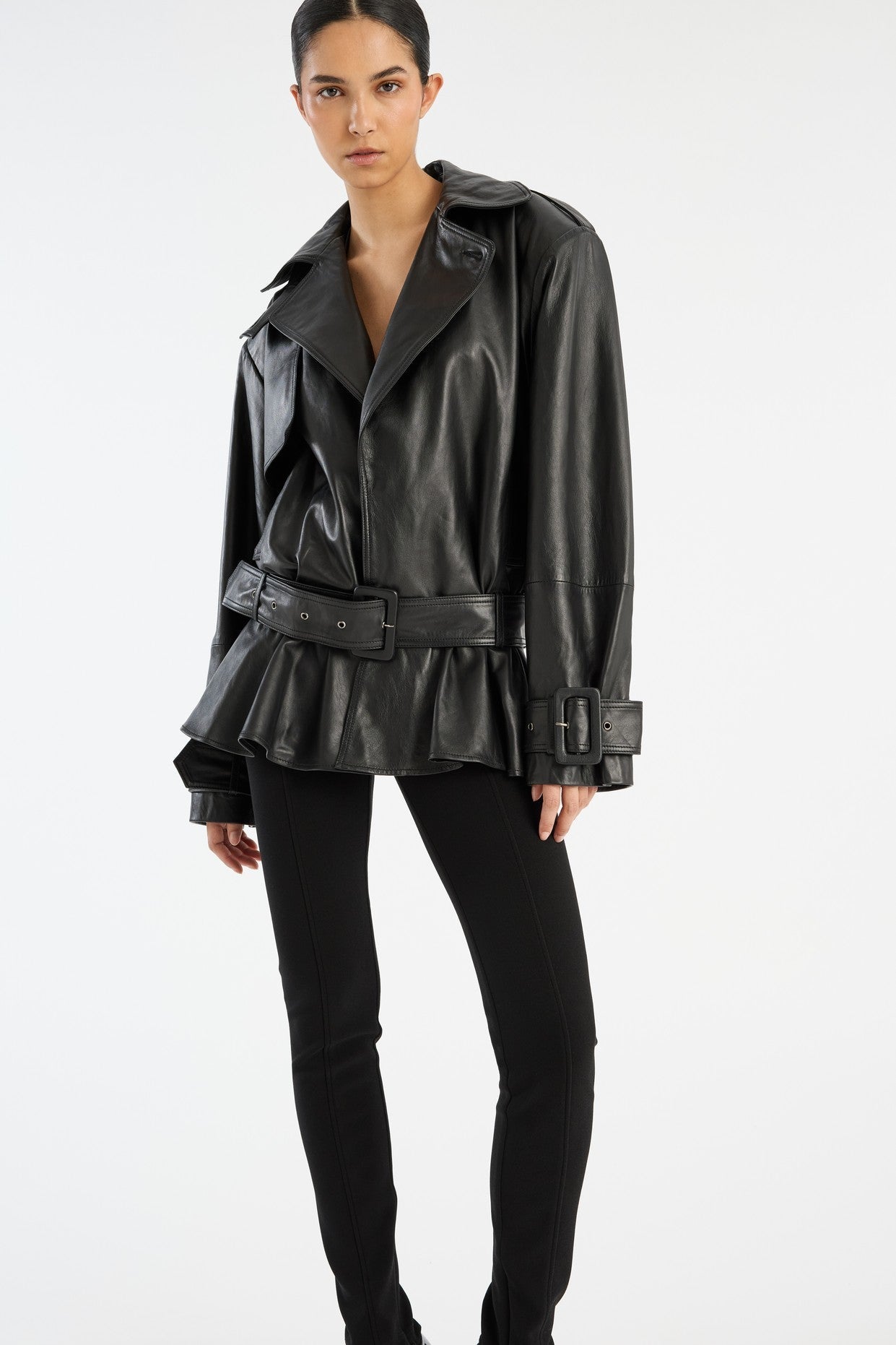 Valérinne Seraphina Peplum Leather Jacket