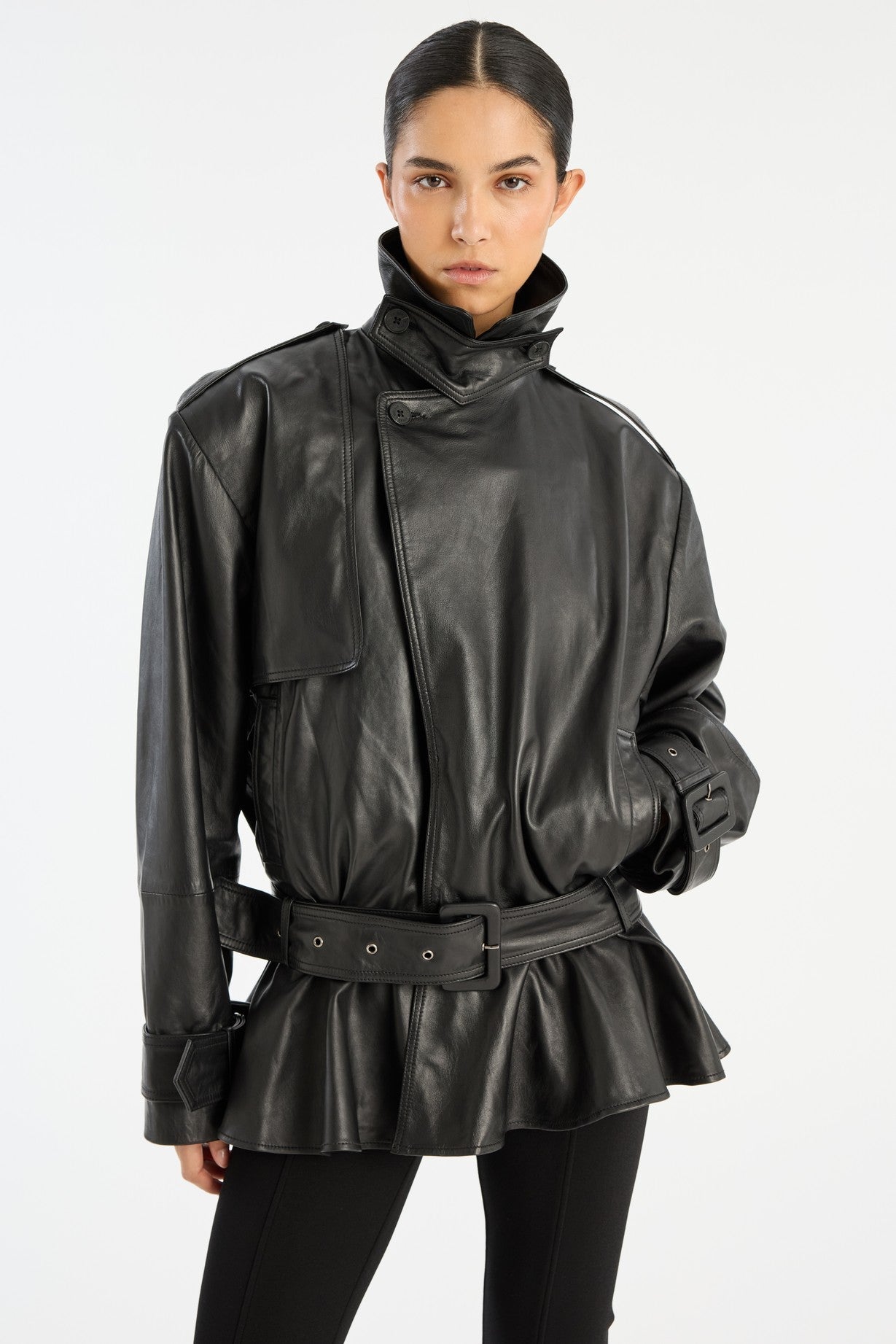 Valérinne Seraphina Peplum Leather Jacket