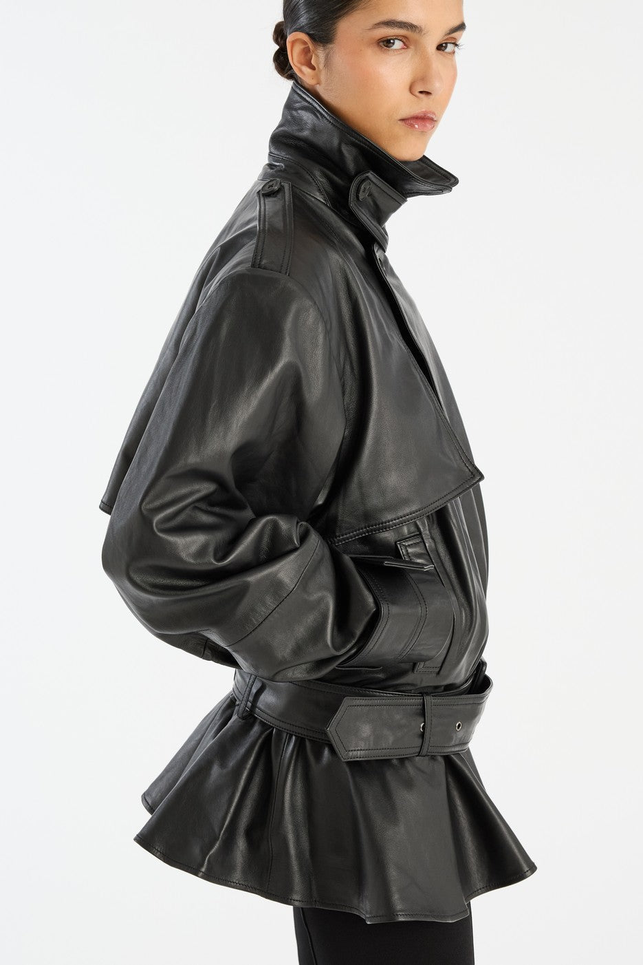 Valérinne Seraphina Peplum Leather Jacket
