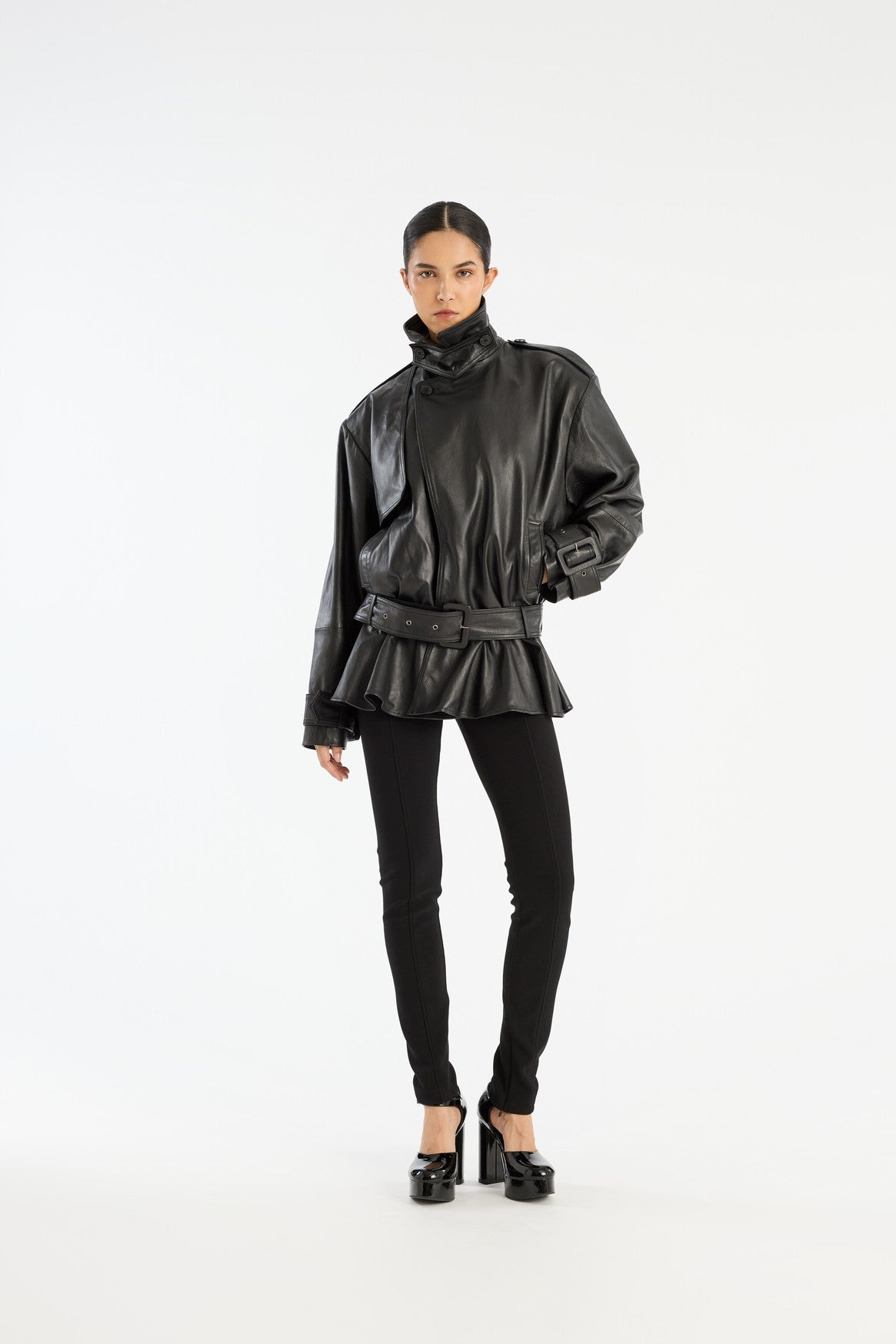 Valérinne Seraphina Peplum Leather Jacket