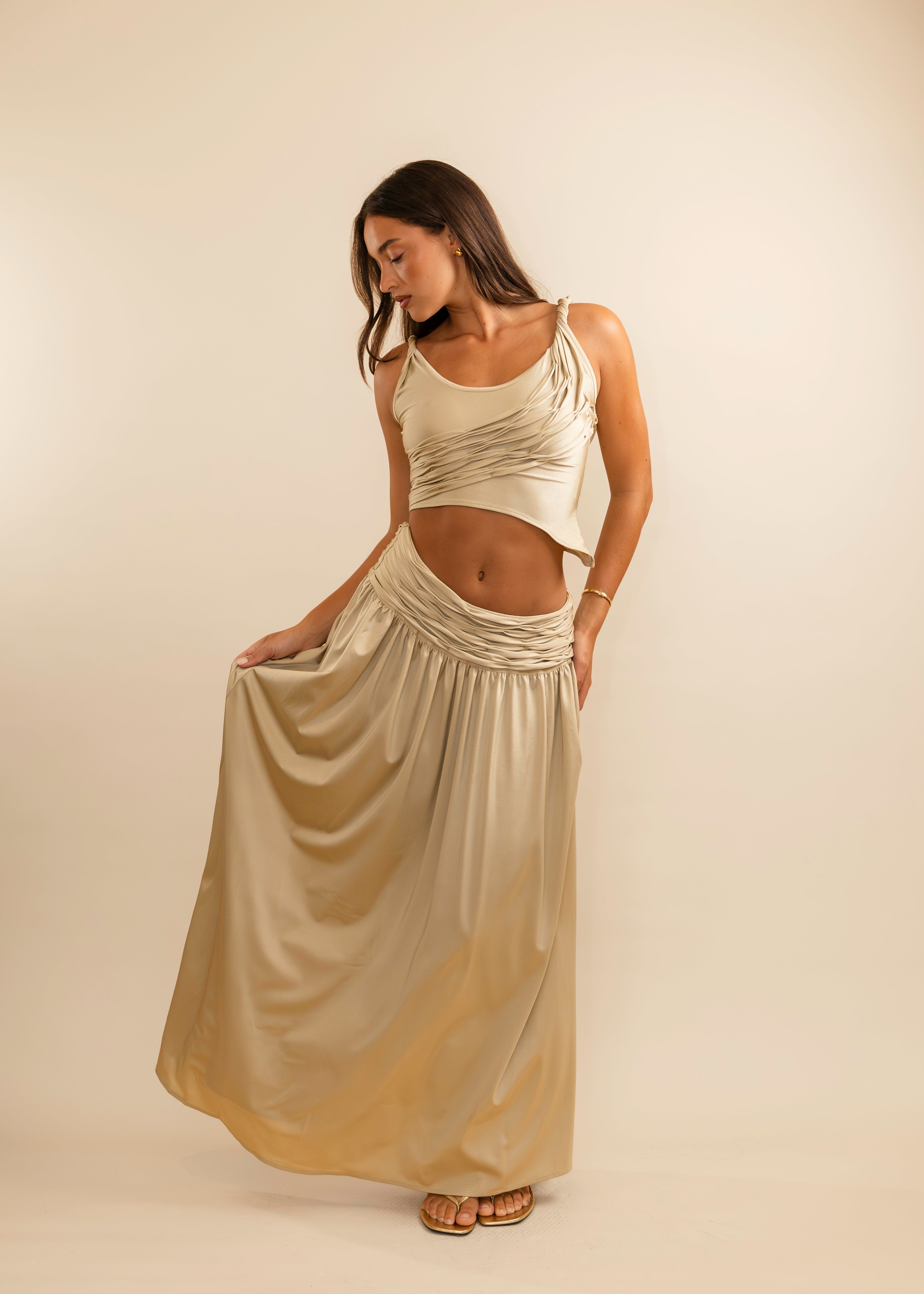 Valérinne Calypso Ruched Maxi Set