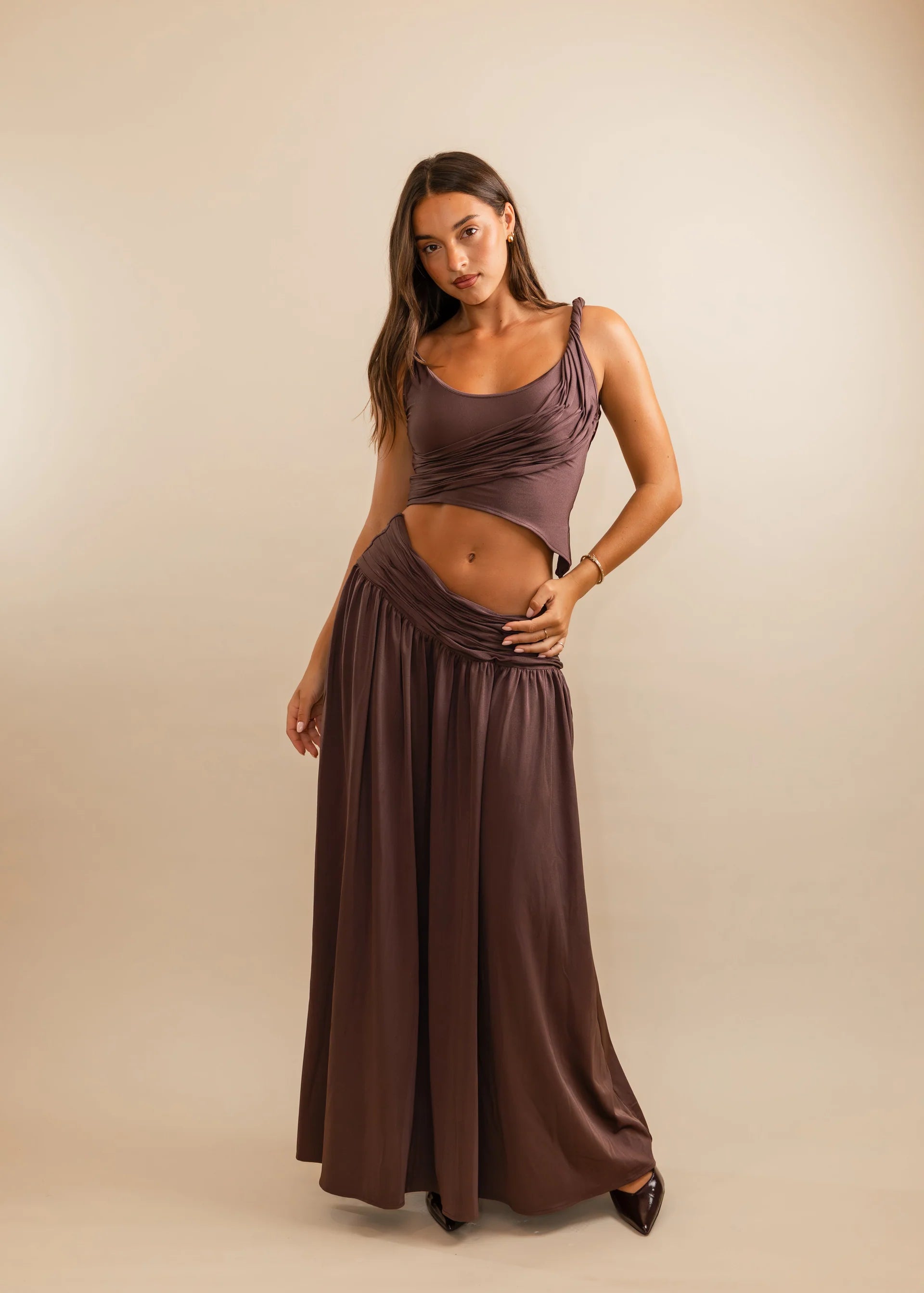 Valérinne Calypso Ruched Maxi Set