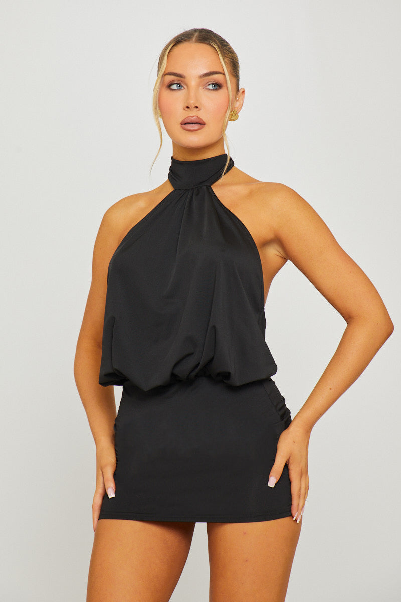 Valérinne Halter Open Back Mini Dress