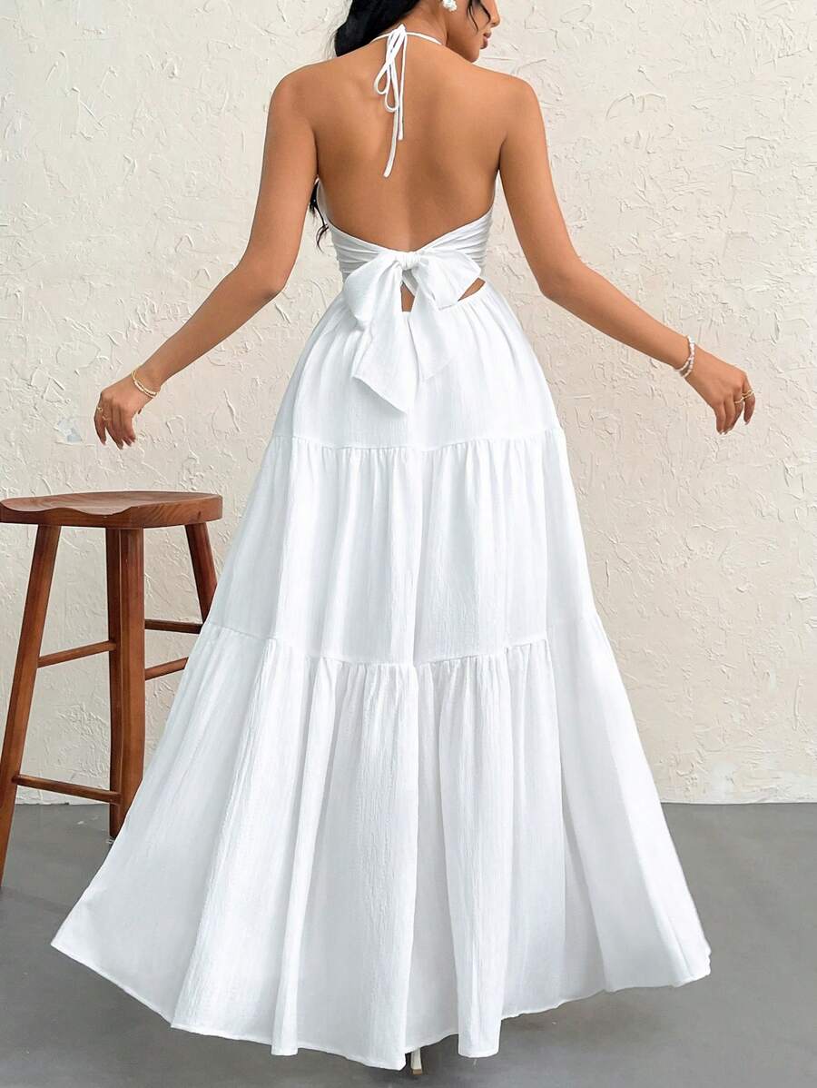 Valérinne Halter Ruffle Maxi Dress