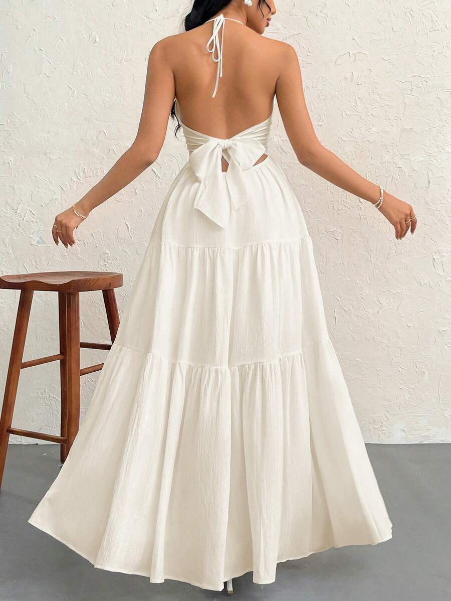 Valérinne Halter Ruffle Maxi Dress