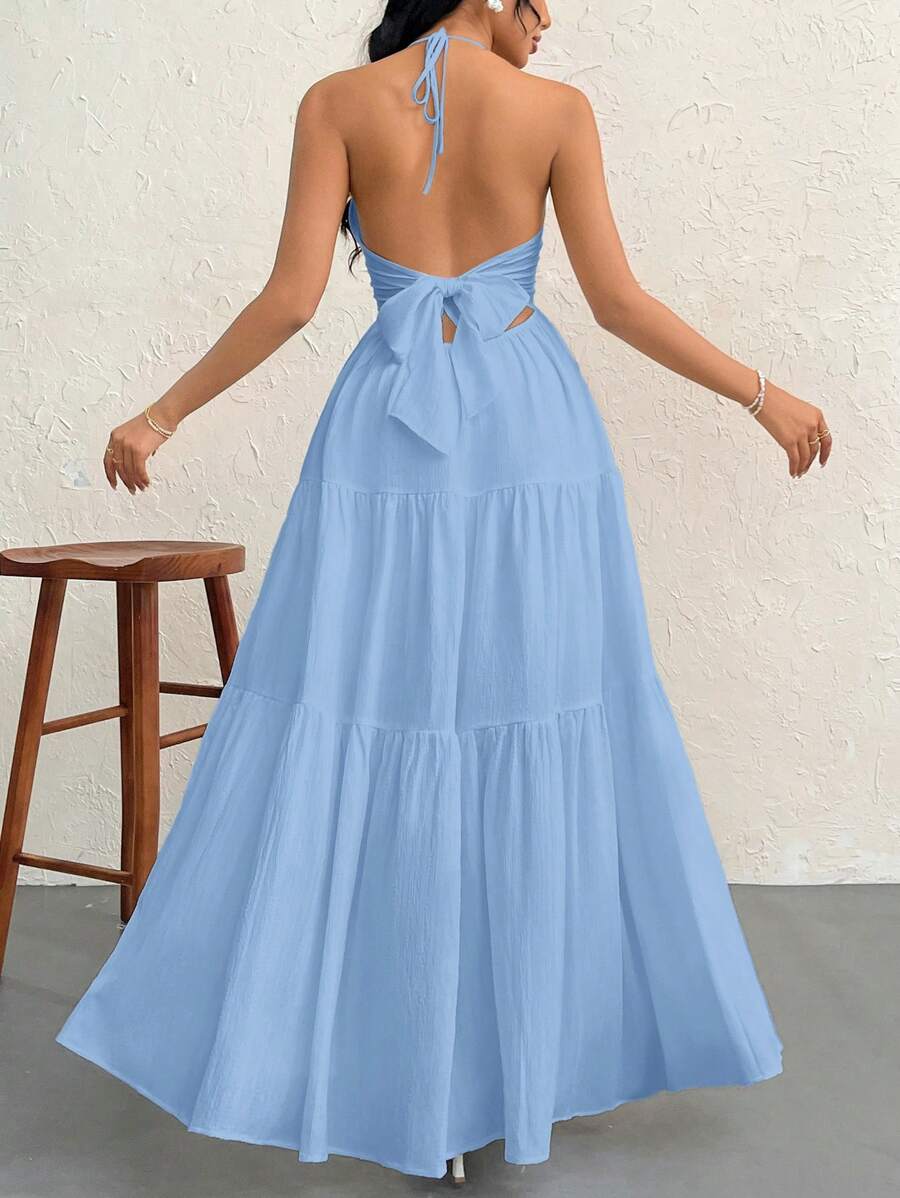 Valérinne Halter Ruffle Maxi Dress