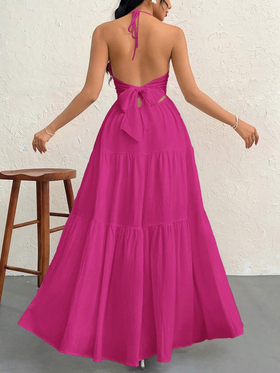 Valérinne Halter Ruffle Maxi Dress