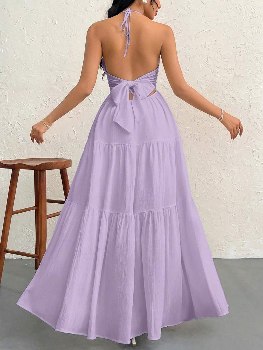 Valérinne Halter Ruffle Maxi Dress
