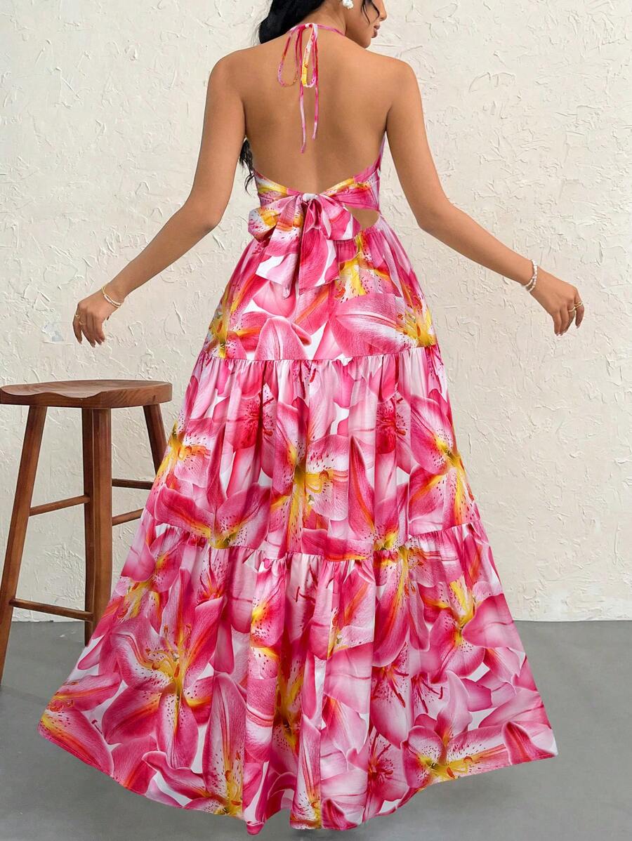 Valérinne Halter Ruffle Maxi Dress