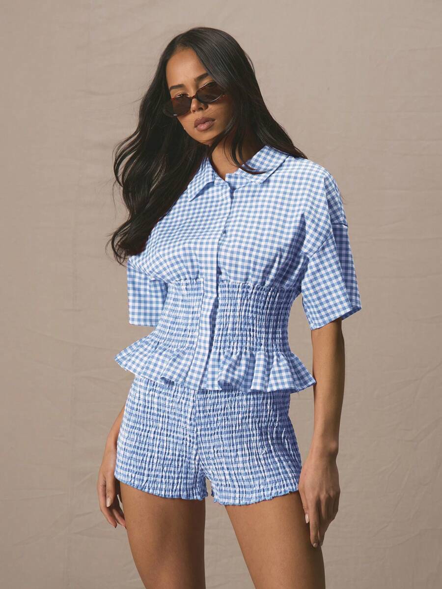 Valérinne Gingham Smocked Set