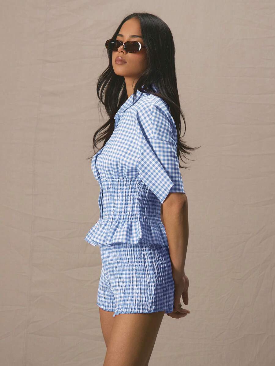 Valérinne Gingham Smocked Set