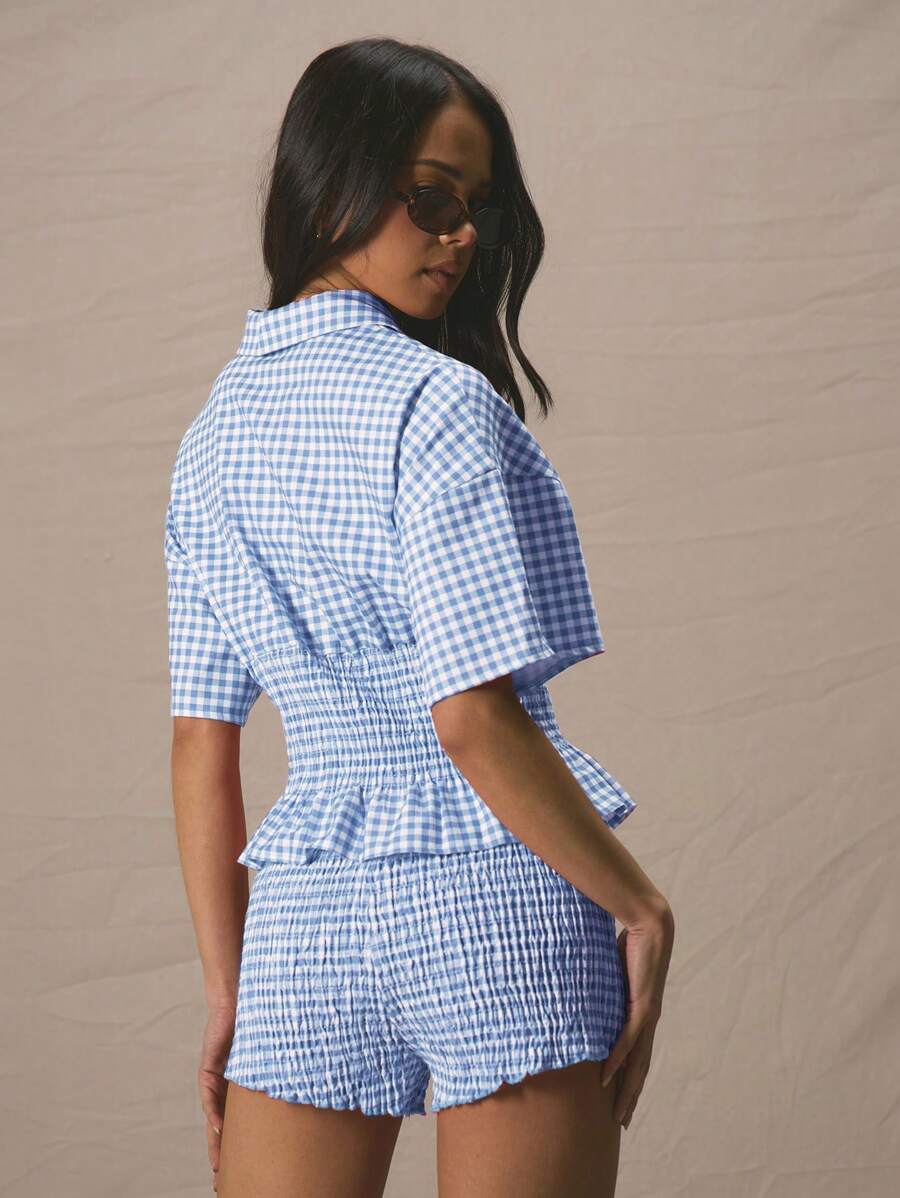 Valérinne Gingham Smocked Set
