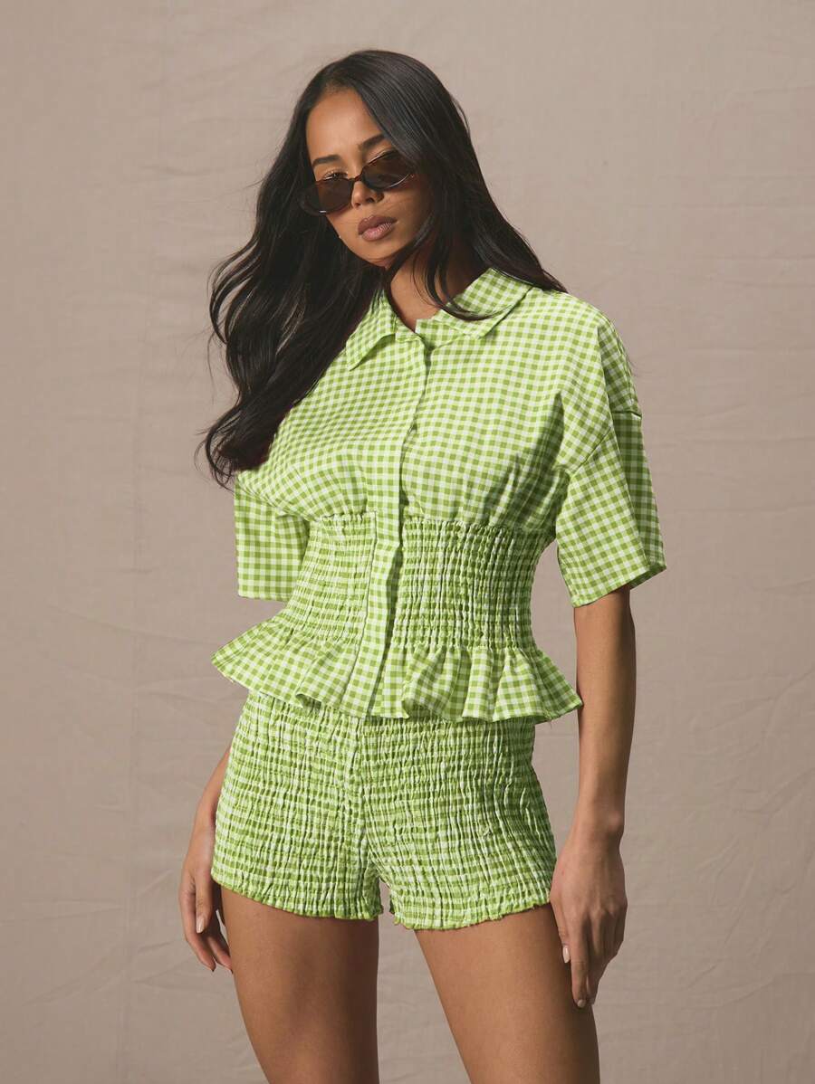 Valérinne Gingham Smocked Set