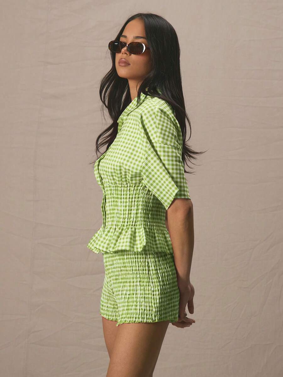 Valérinne Gingham Smocked Set