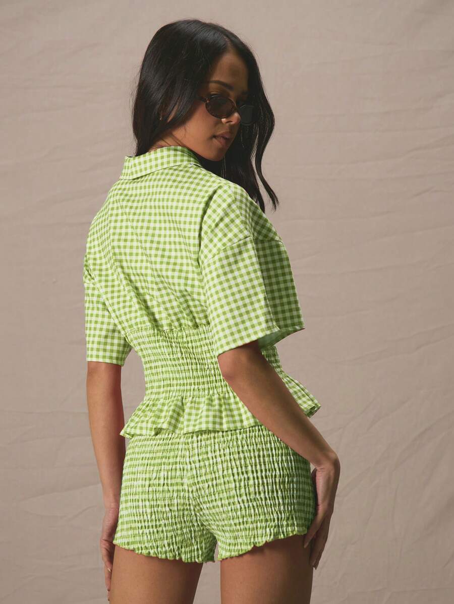 Valérinne Gingham Smocked Set