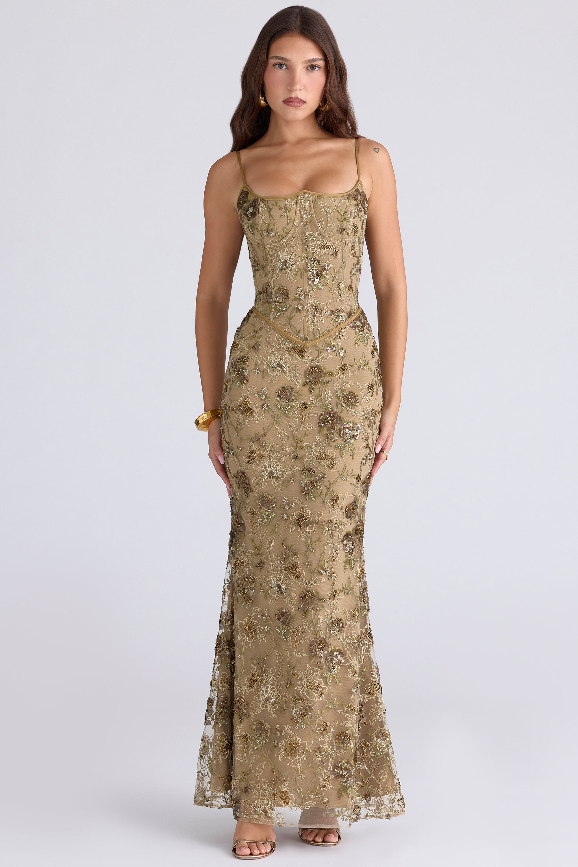 Valérinne Naïma Embellished Corset Maxi Dress