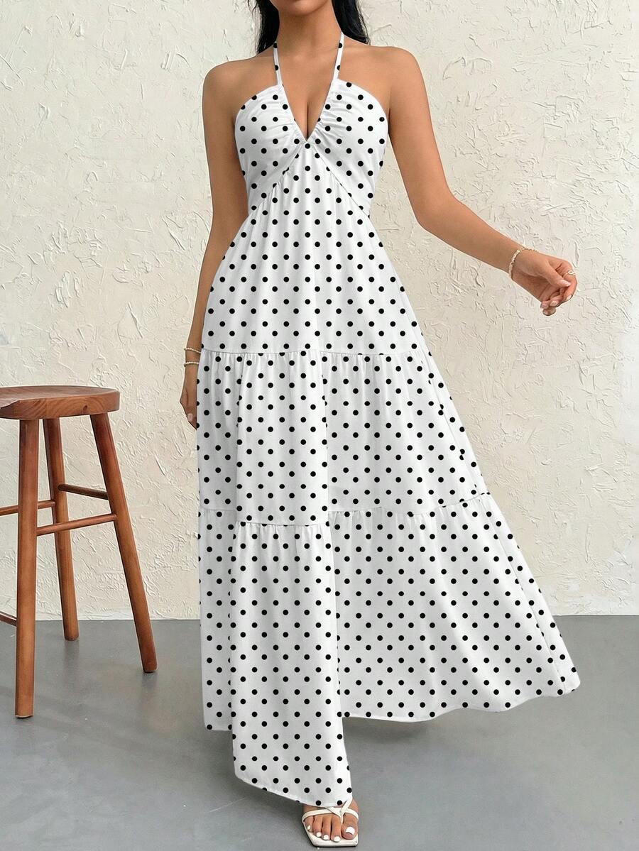 Valérinne Halter Ruffle Maxi Dress