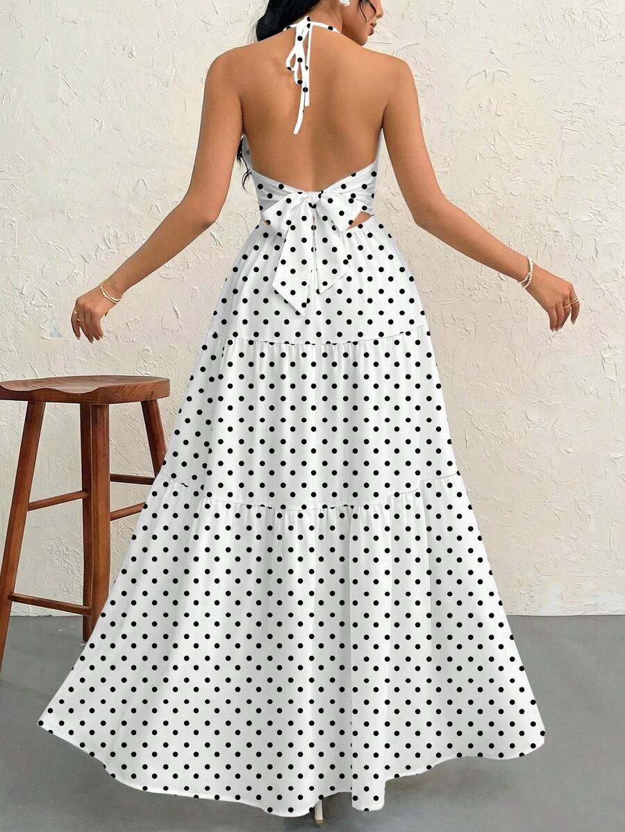 Valérinne Halter Ruffle Maxi Dress