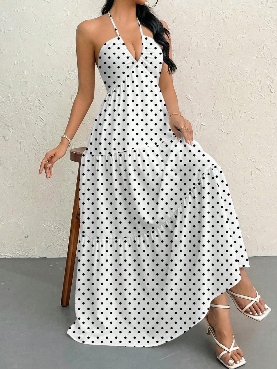 Valérinne Halter Ruffle Maxi Dress
