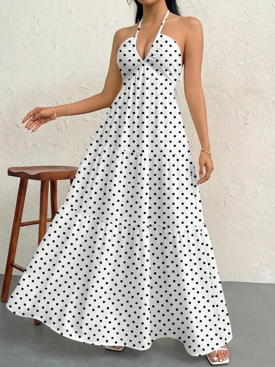 Valérinne Halter Ruffle Maxi Dress