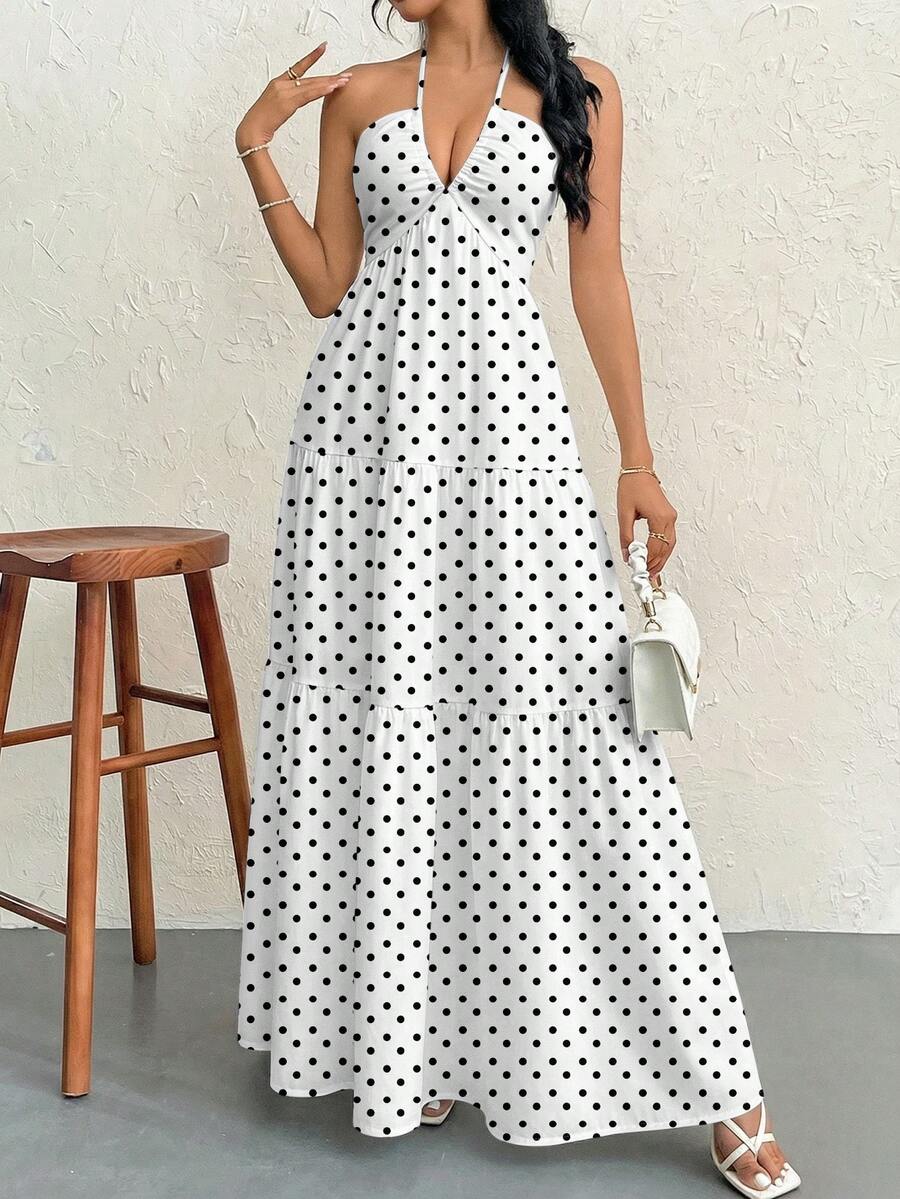 Valérinne Halter Ruffle Maxi Dress