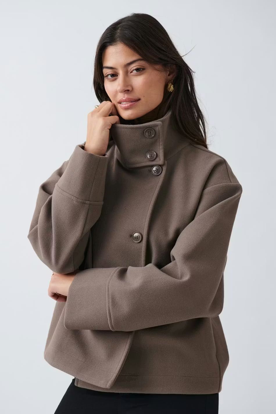 Valérinne Marin High-Neck Short Coat