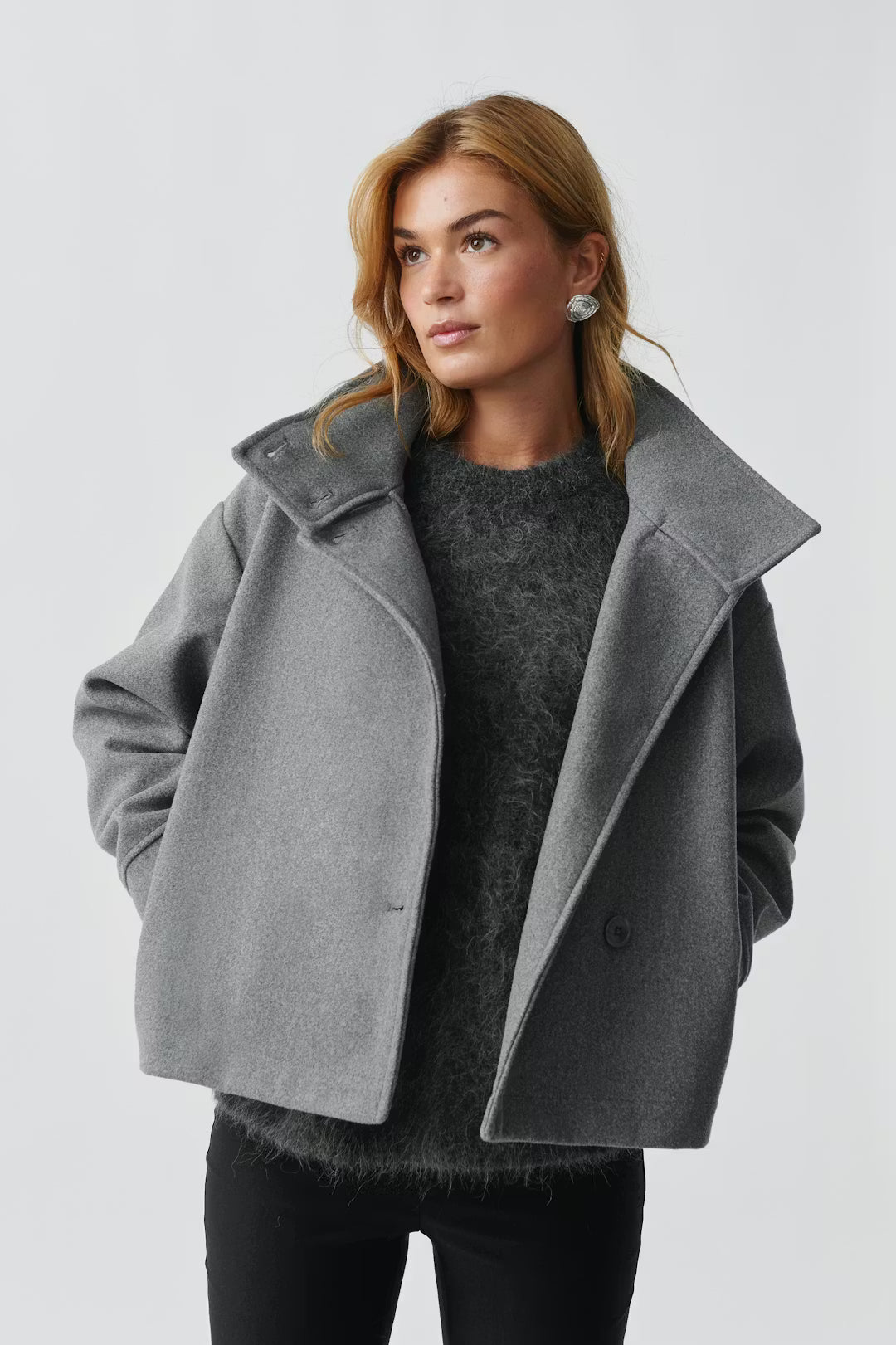 Valérinne Marin High-Neck Short Coat