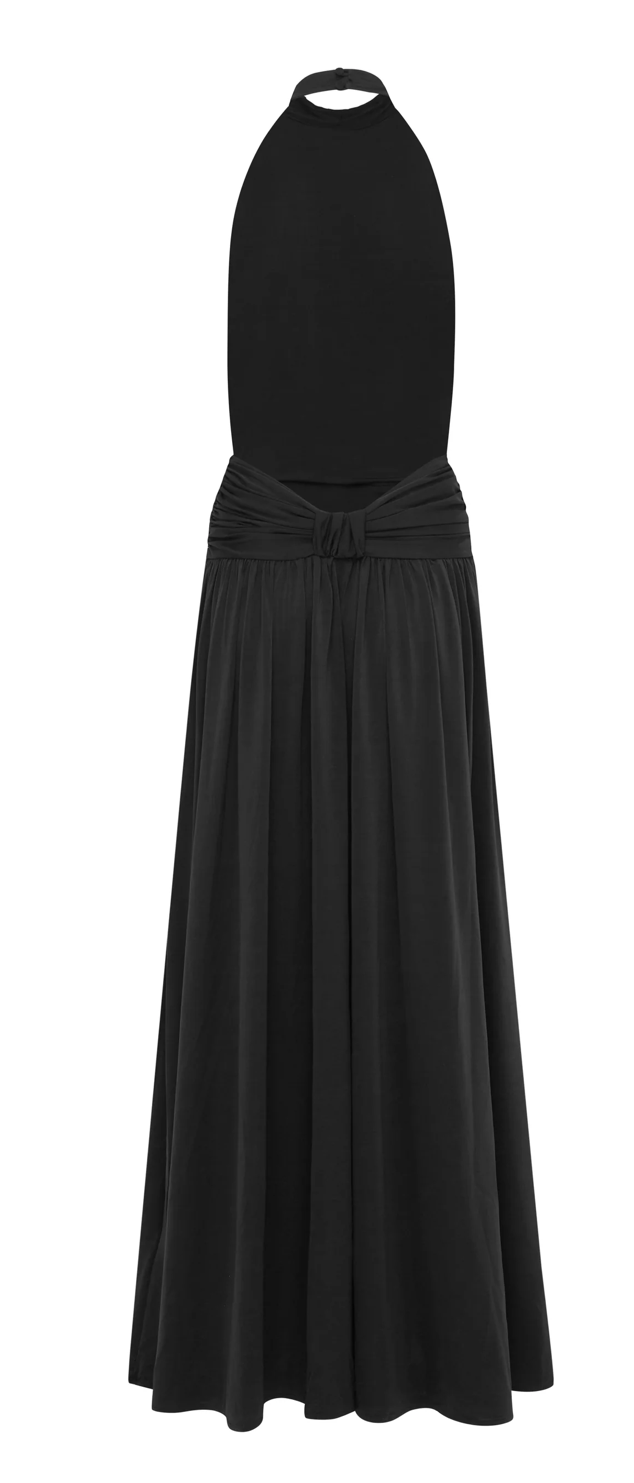Valérinne Liraya Draped Halter Maxi Dress