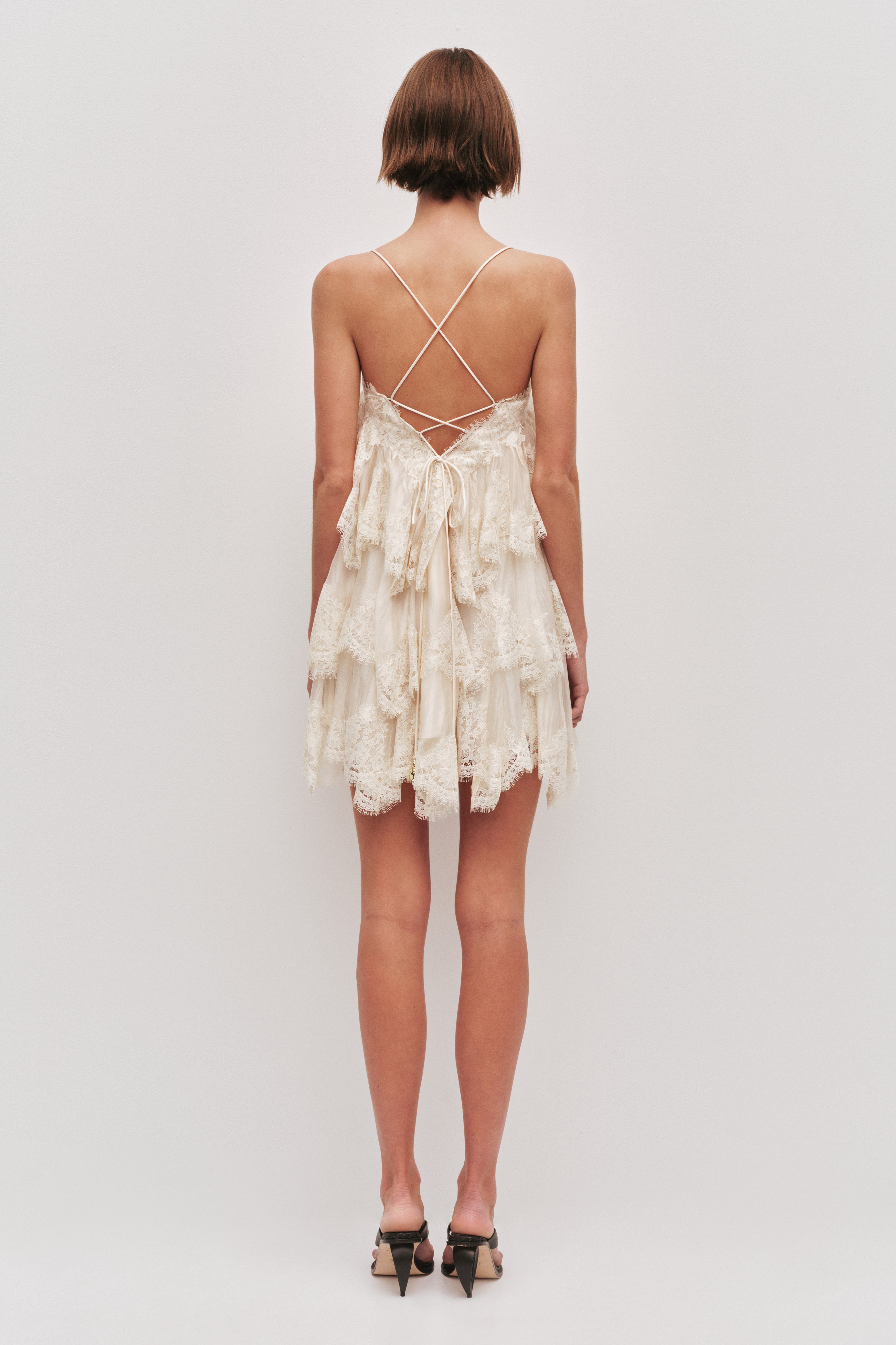 Valérinne Lace Tiered Mini Dress