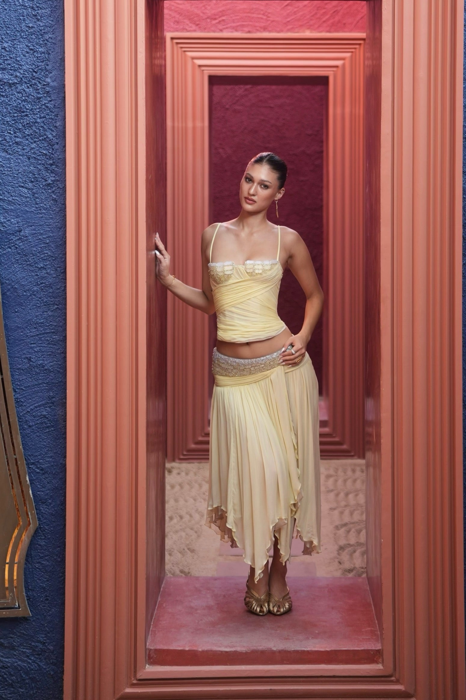 Valérinne Sarina Hand-Pleated Midi Skirt