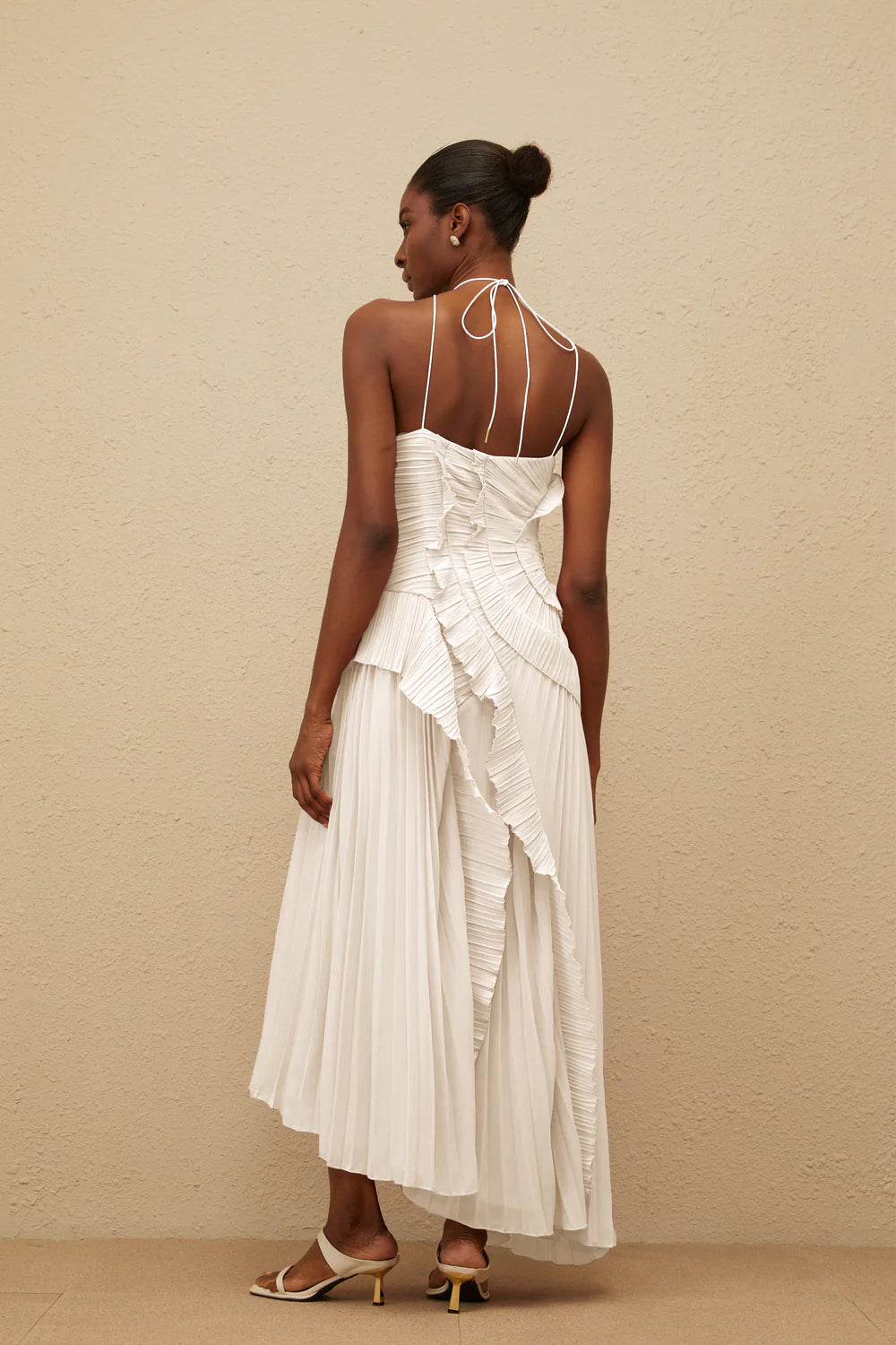 Valérinne Pleated Halter Maxi Dress