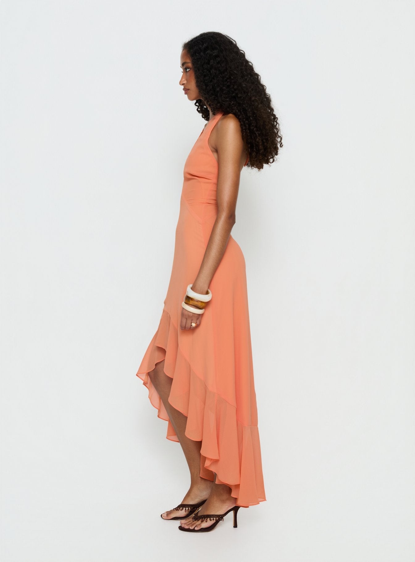 Valérinne Solara Halter Frill Maxi Dress