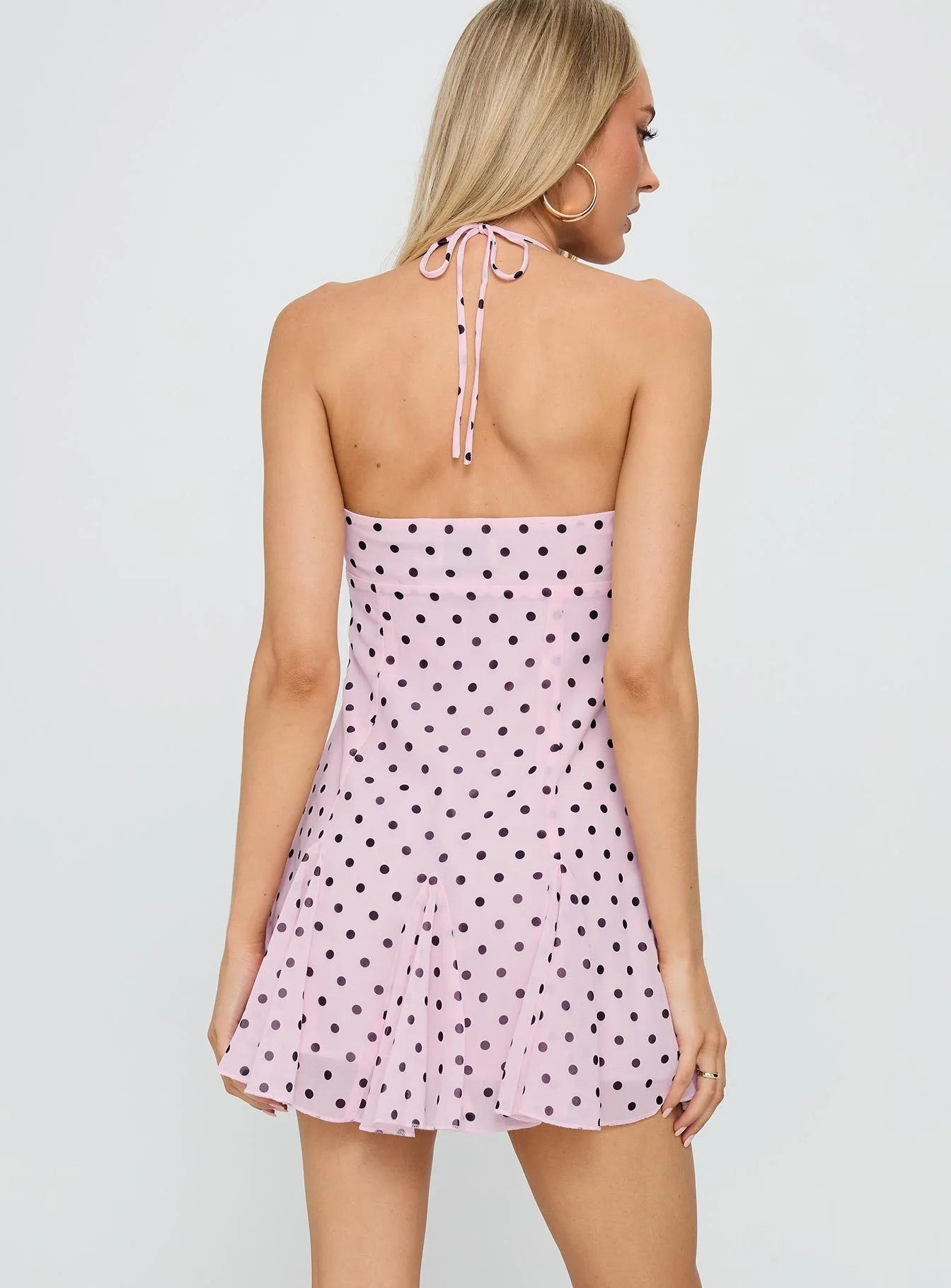 Valérinne Polka Halter Mini Dress