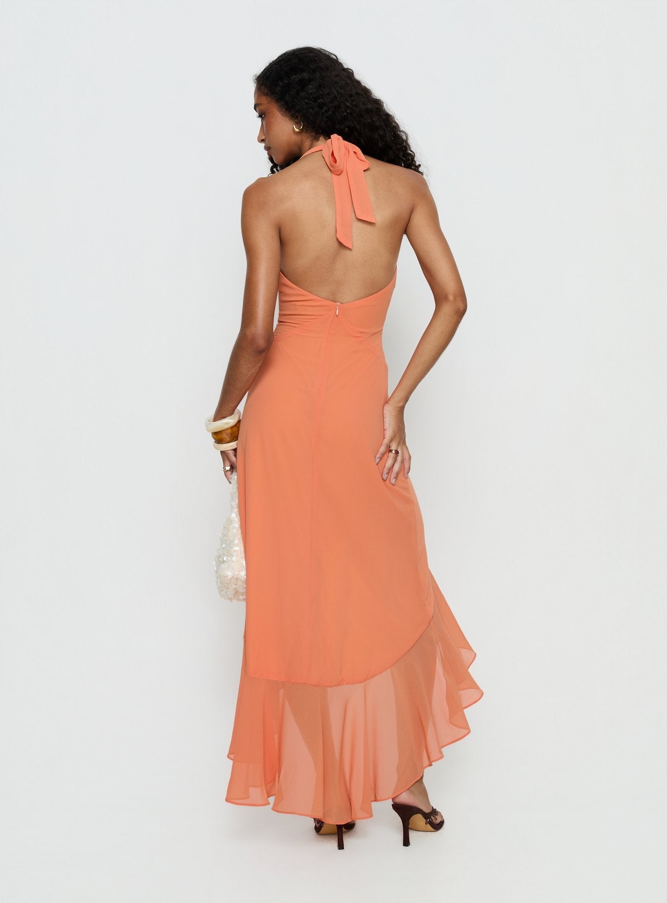 Valérinne Solara Halter Frill Maxi Dress