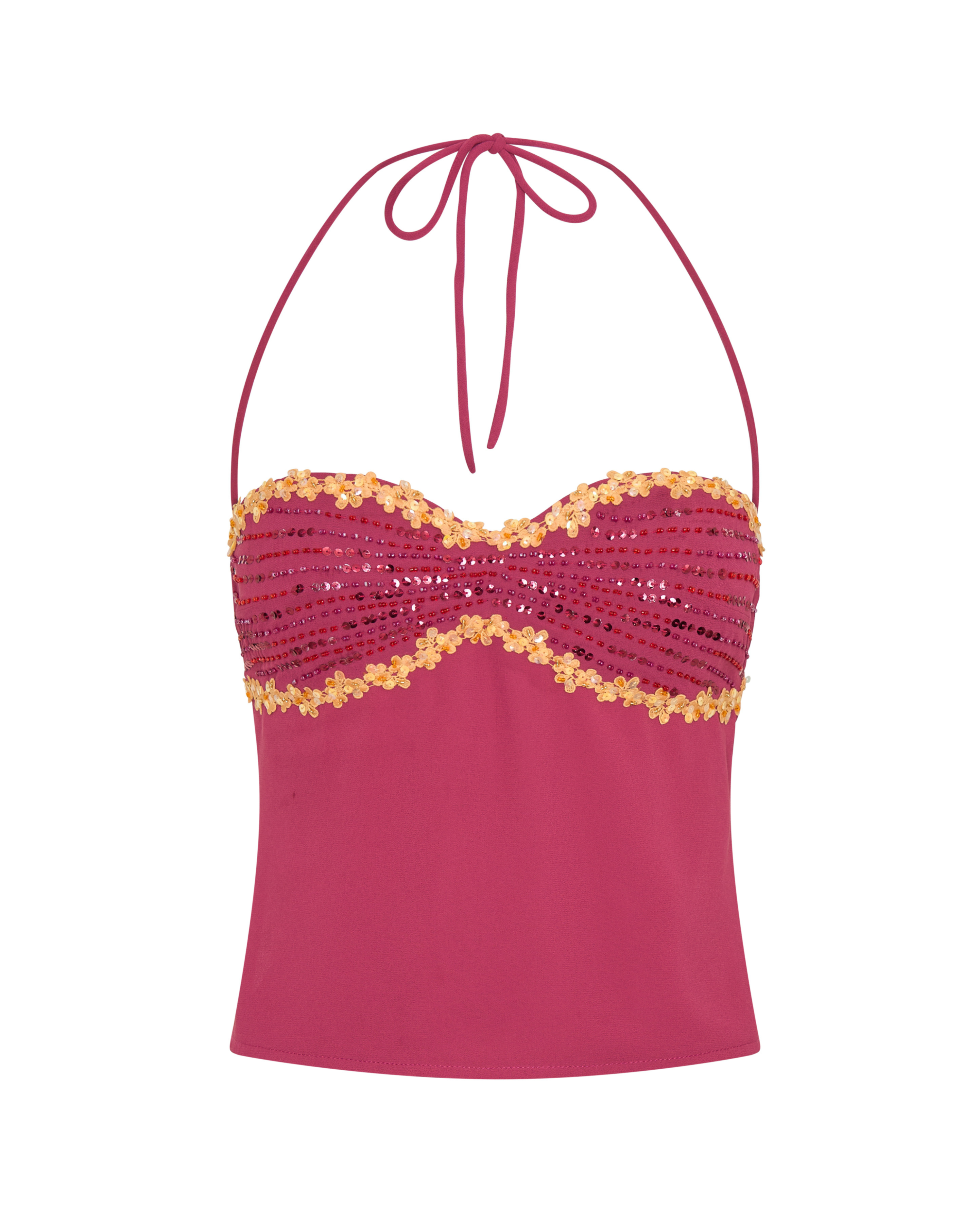 Valérinne Jemima Beaded Halter Top